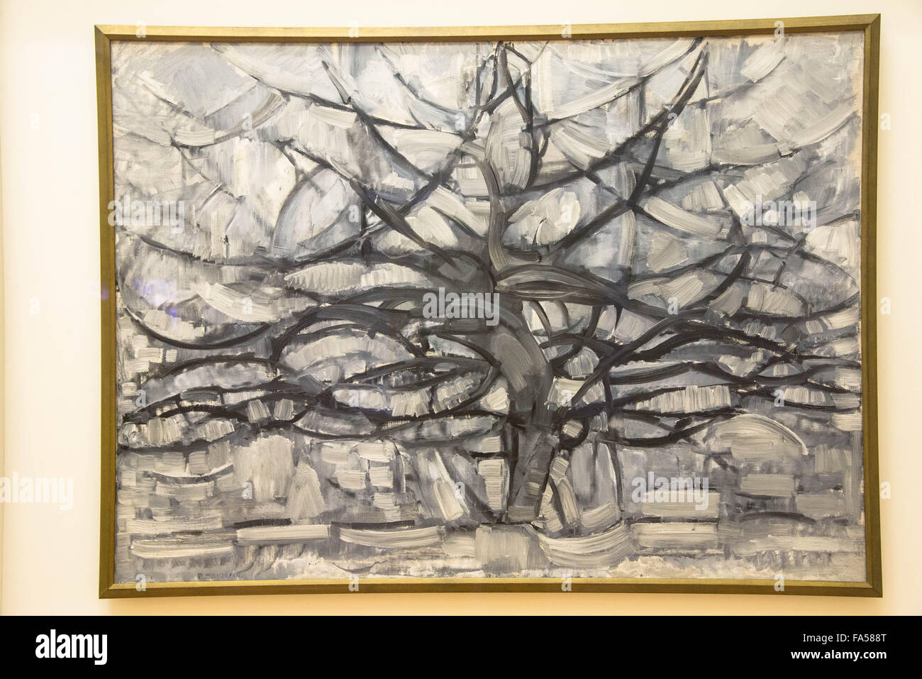 Peinture de l'arbre de Mondrian au gemeente museum de La Haye Holland Banque D'Images