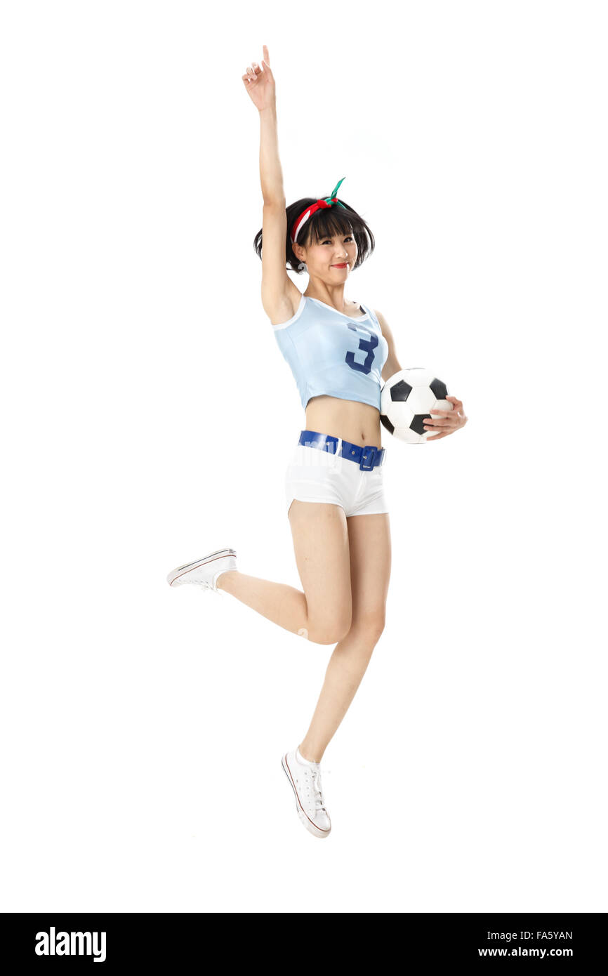 Les jeunes femmes fans de football Banque D'Images