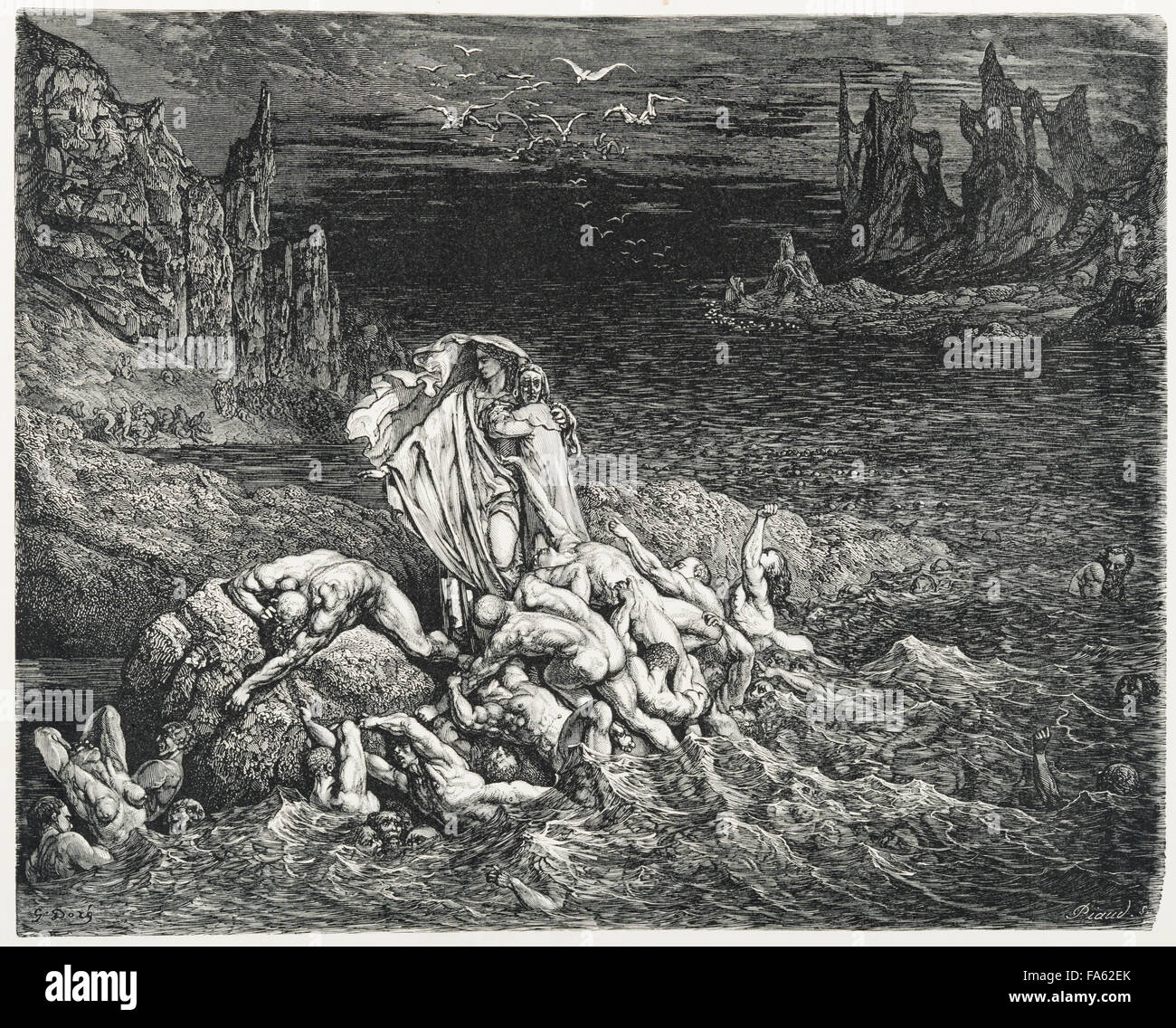 L'Inferno (la Vision de l'Enfer) par le 13c poète italien Dante Alighieri, illustré par le 19c artiste français Gustave Doré. Le cinquième cercle de l'enfer, où les sont punis. courroucé Dante et Virgile sur la rive de la rivière Styx. (Canto VII, lignes 118-119) Banque D'Images