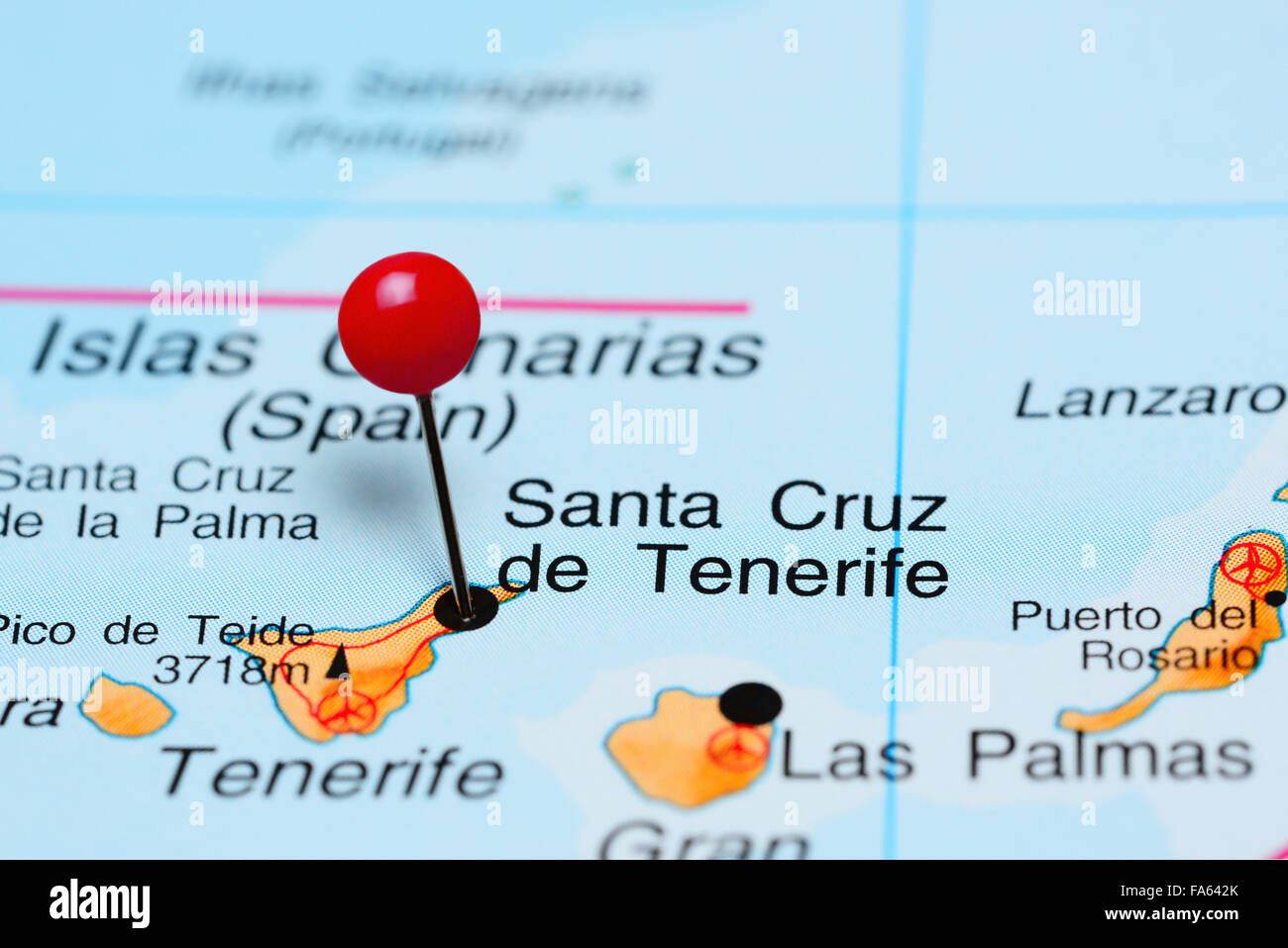 Santa Cruz de Tenerife sur une carte de l'Afrique Banque D'Images