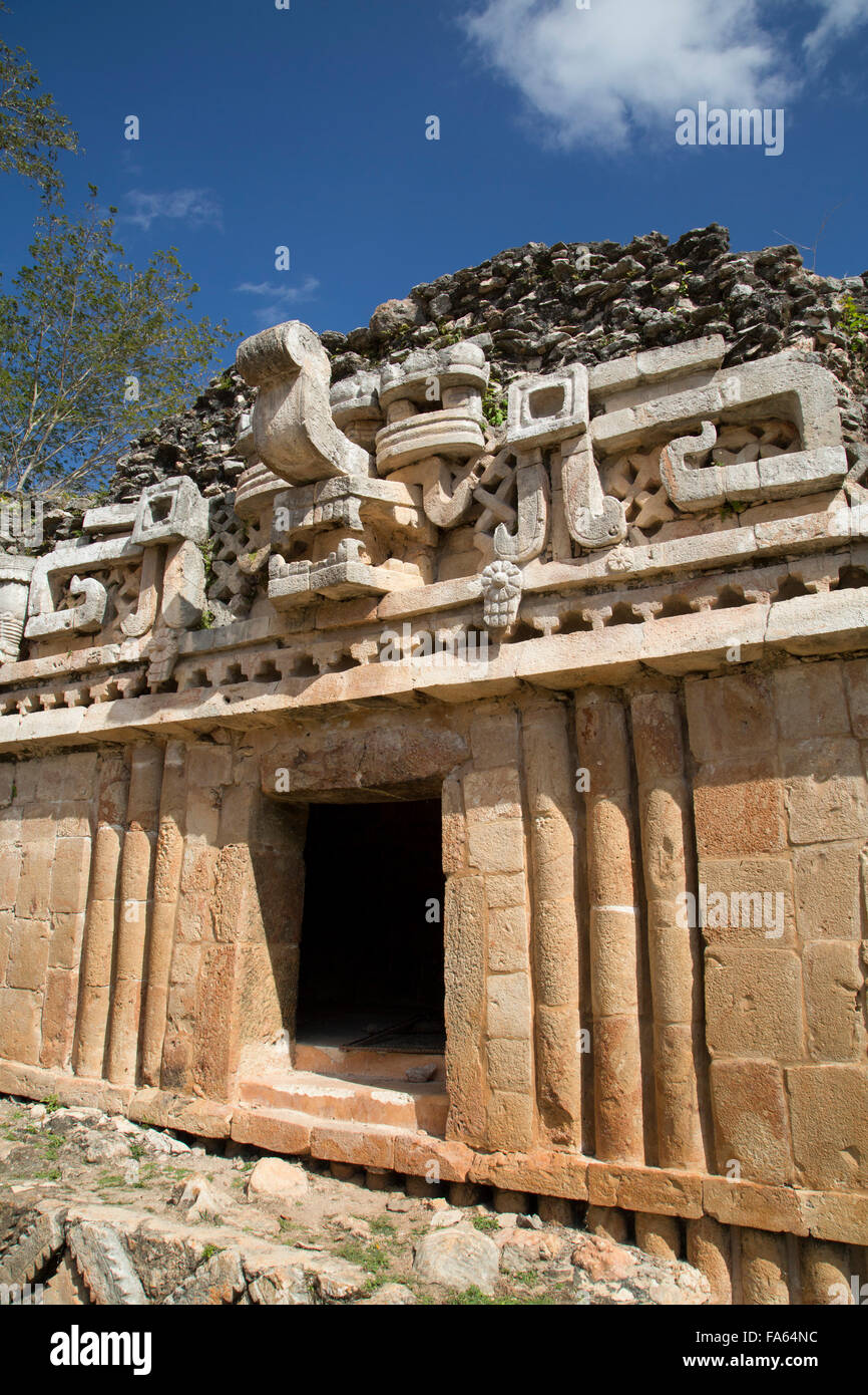 Masque de chac (dieu de la pluie), le palais, Labna, ruines mayas, Yucatan, Mexique Banque D'Images