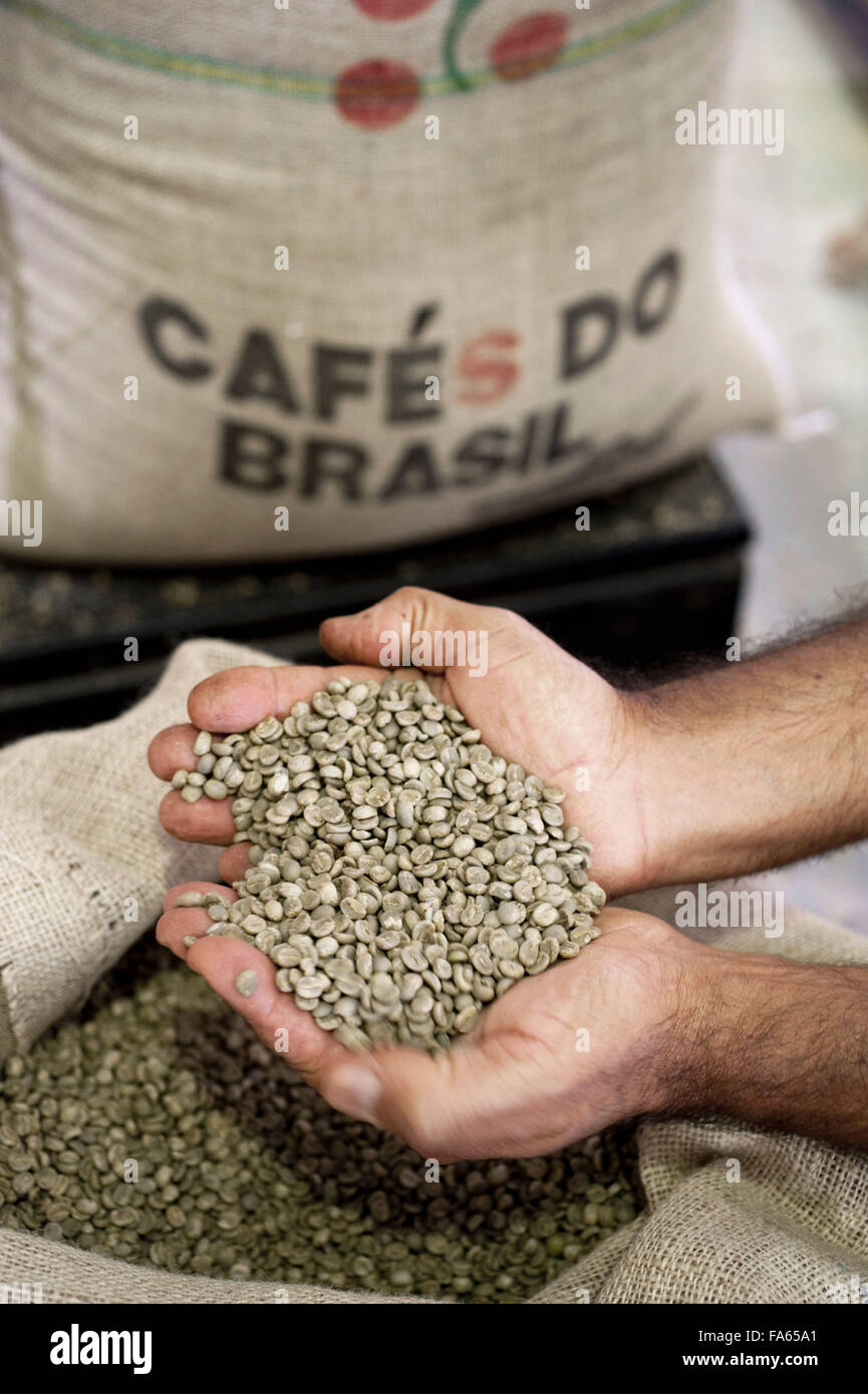 Les grains de café séchés en municipalité rurale - sud de Minas Gerais Banque D'Images