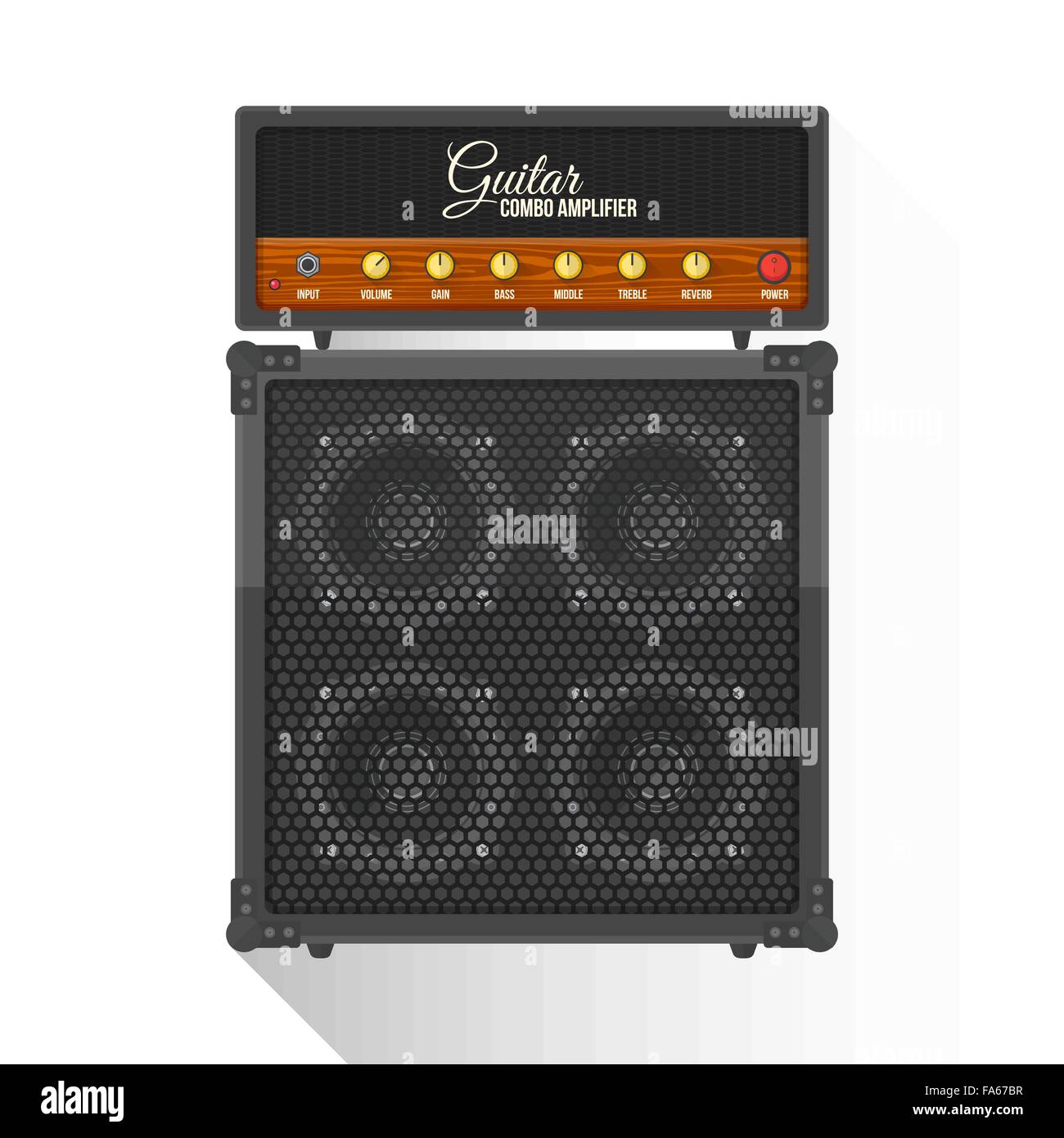 Télévision couleur noir vector retro design ampli combo guitare cabinet illustration isolé sur fond blanc long shadow Illustration de Vecteur