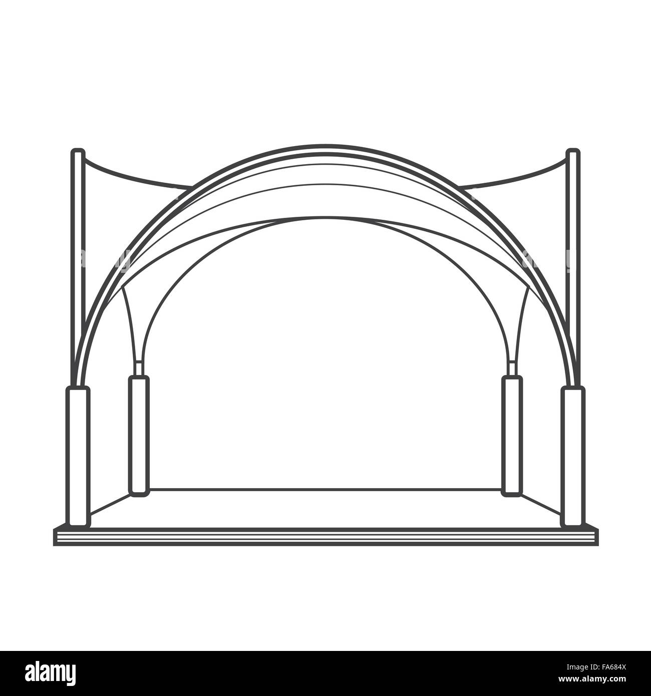 Contour noir et vecteur de l'événement chapiteau tente pliante moderne isolé pavillon contour noir illustration sur fond blanc Illustration de Vecteur
