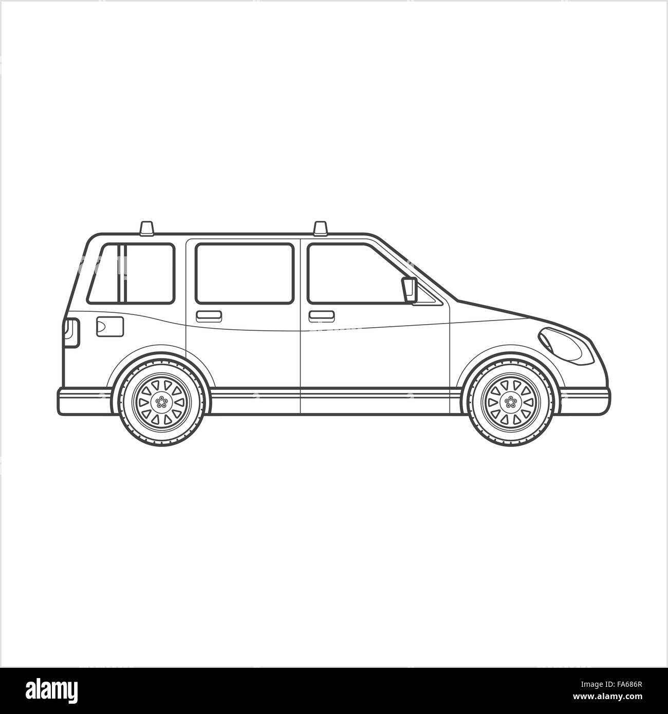 Contour noir monochrome vecteur station wagon véhicule de type corps illustration isolé sur fond blanc Illustration de Vecteur