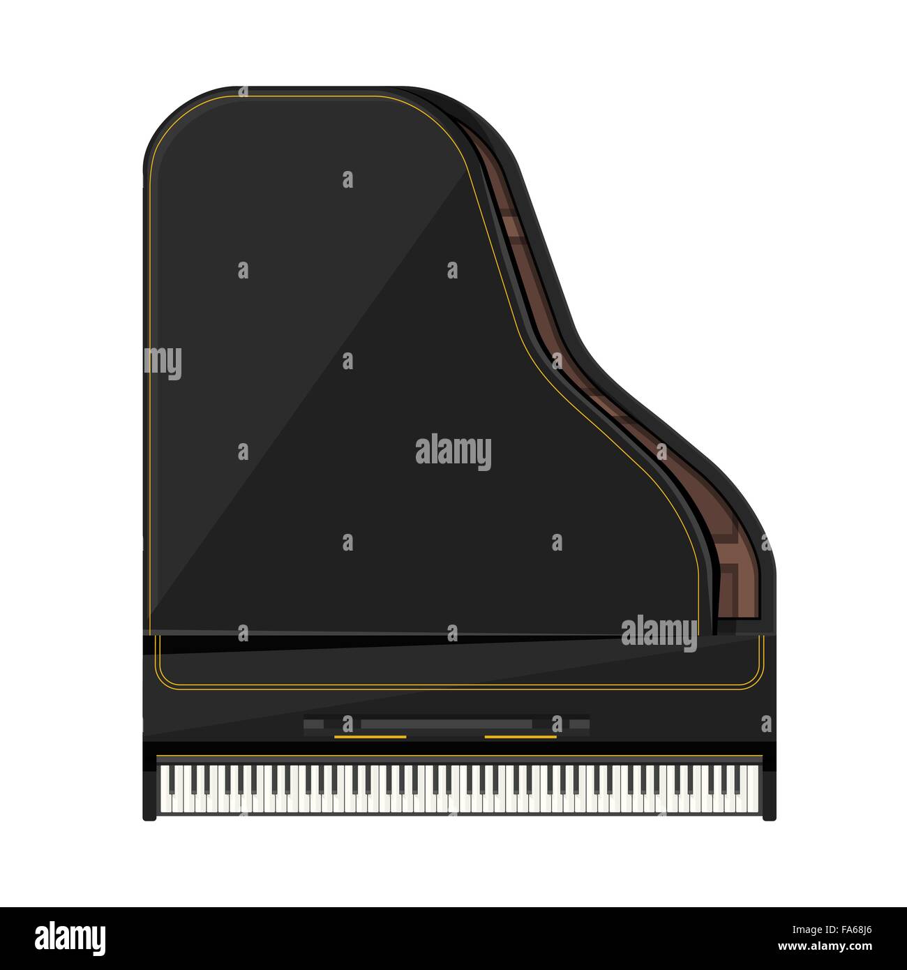 Couleur noir rayures or vecteur modèle plat grand piano illustration isolé sur fond blanc Vue de dessus Illustration de Vecteur