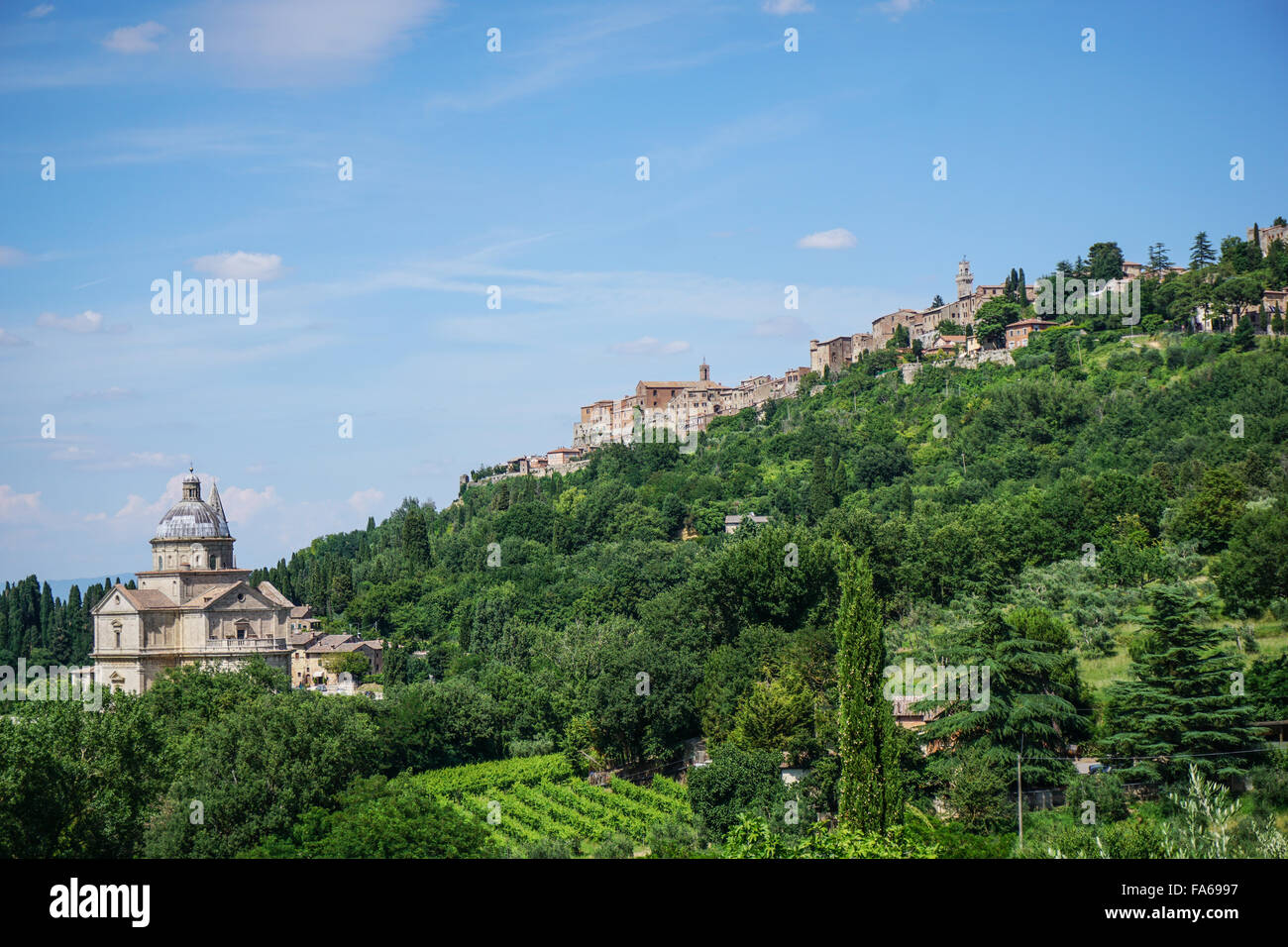 L'église le hill près de Montepulci, Toscane, Italie Banque D'Images