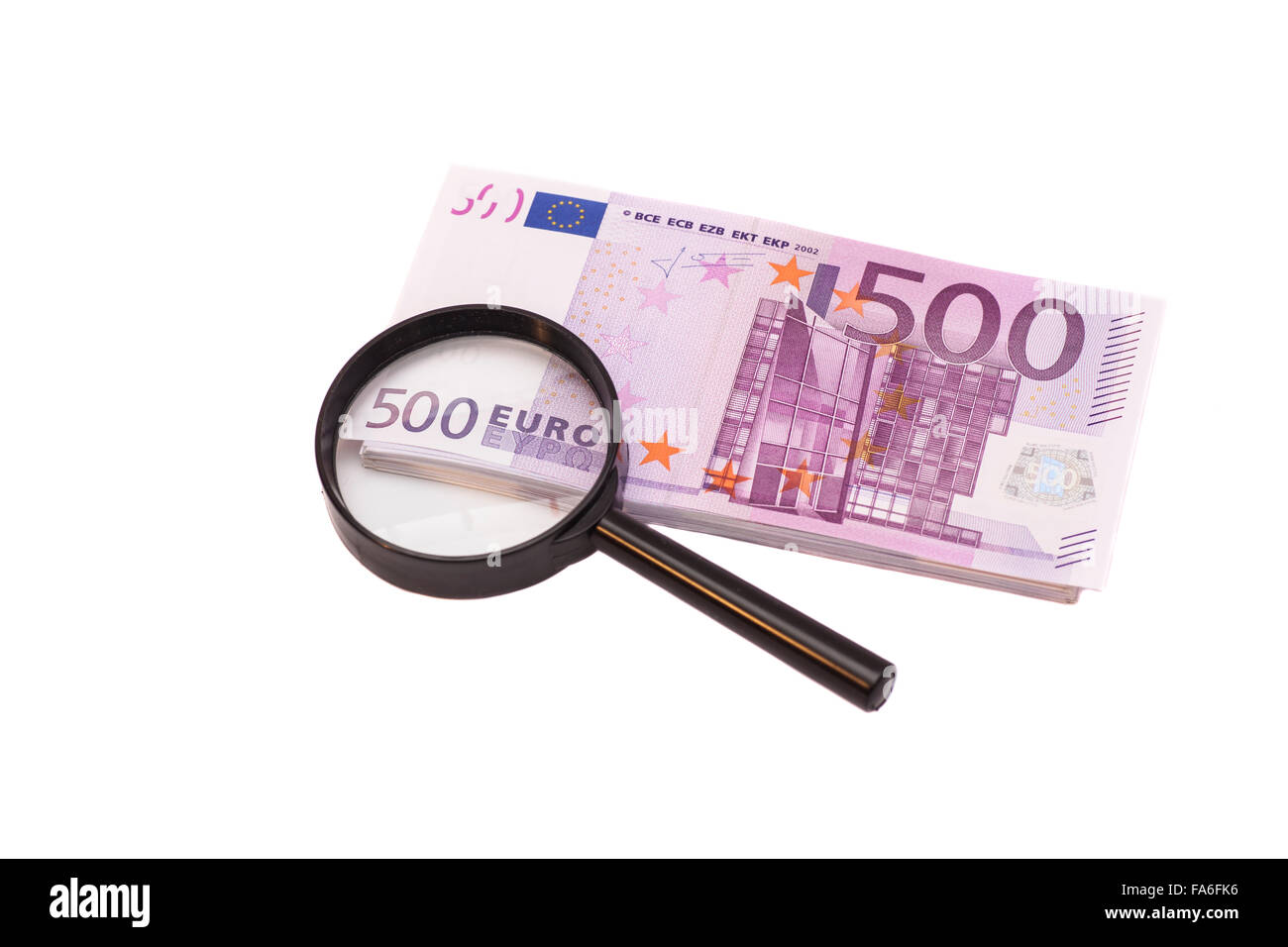 Loupe à 500 Euros Banque D'Images