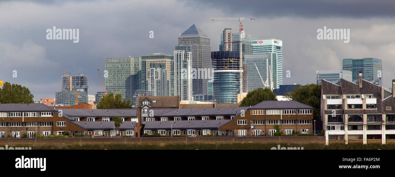 Canary Wharf et de maisons côté Thames London Greenwich Park Banque D'Images