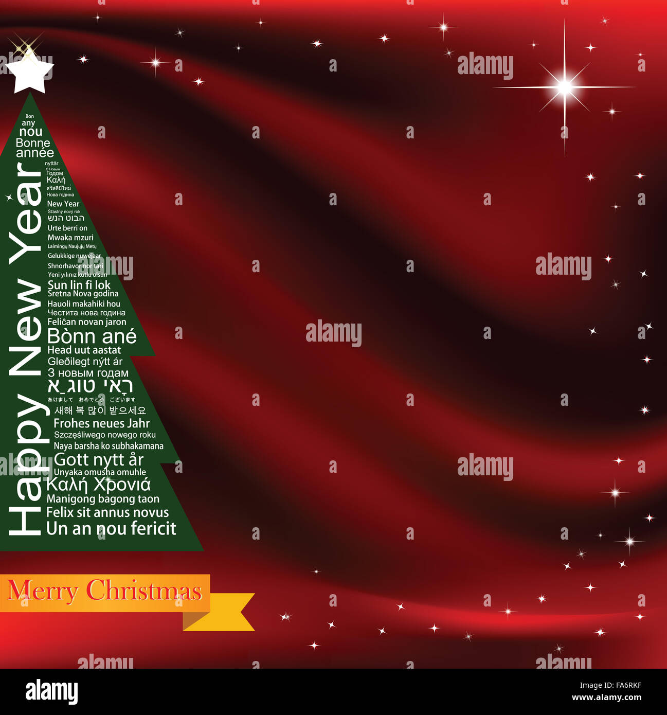 Joyeux Noël Tag Cloud sous forme d'un arbre de Noël Banque D'Images