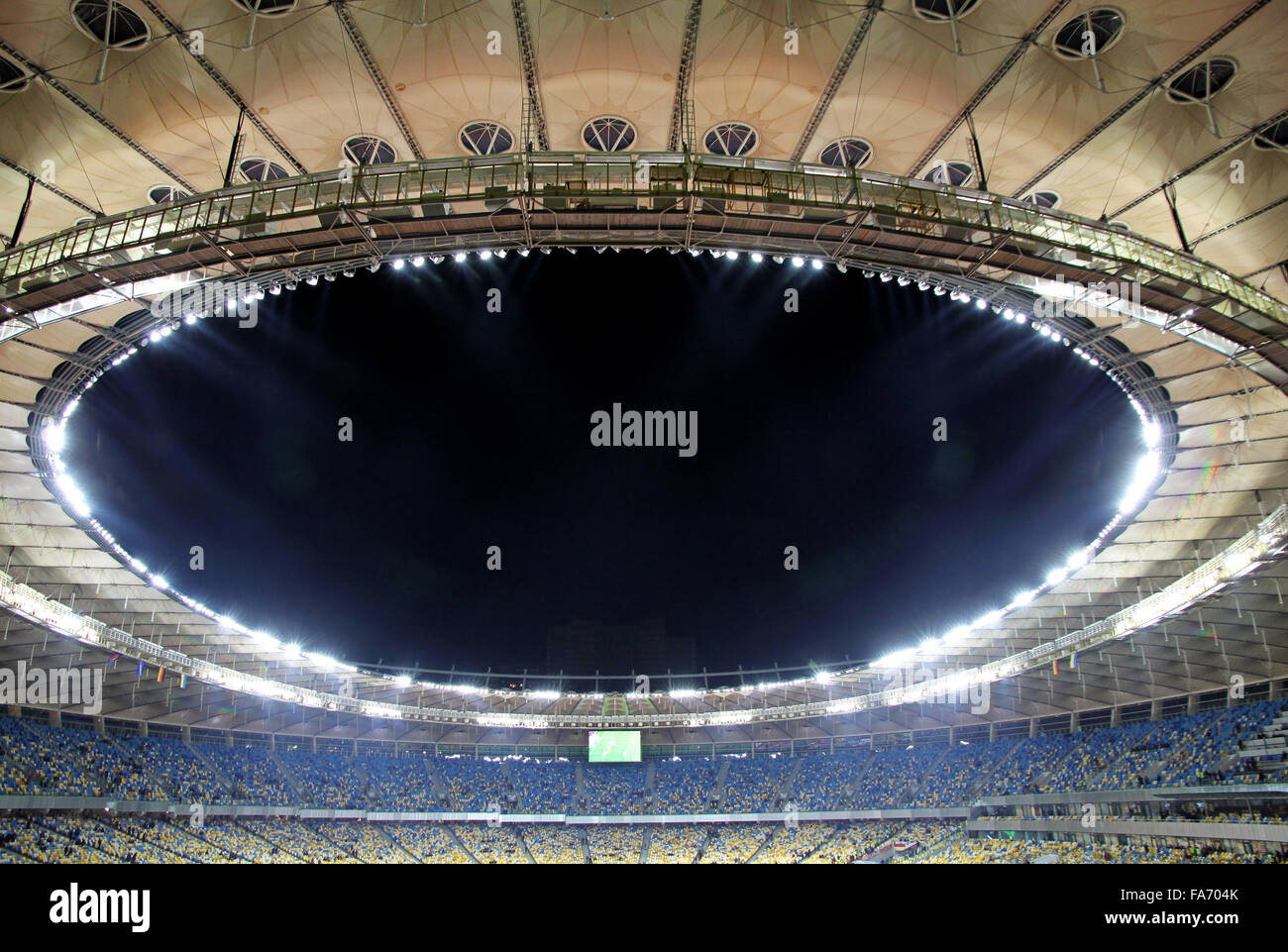 Kiev, UKRAINE - le 11 novembre 2011 : Avis de stade olympique (NSC Olimpiysky) avant un match de football amical entre l'Ukraine et l'Allemagne le 11 novembre 2011 à Kiev, Ukraine Banque D'Images