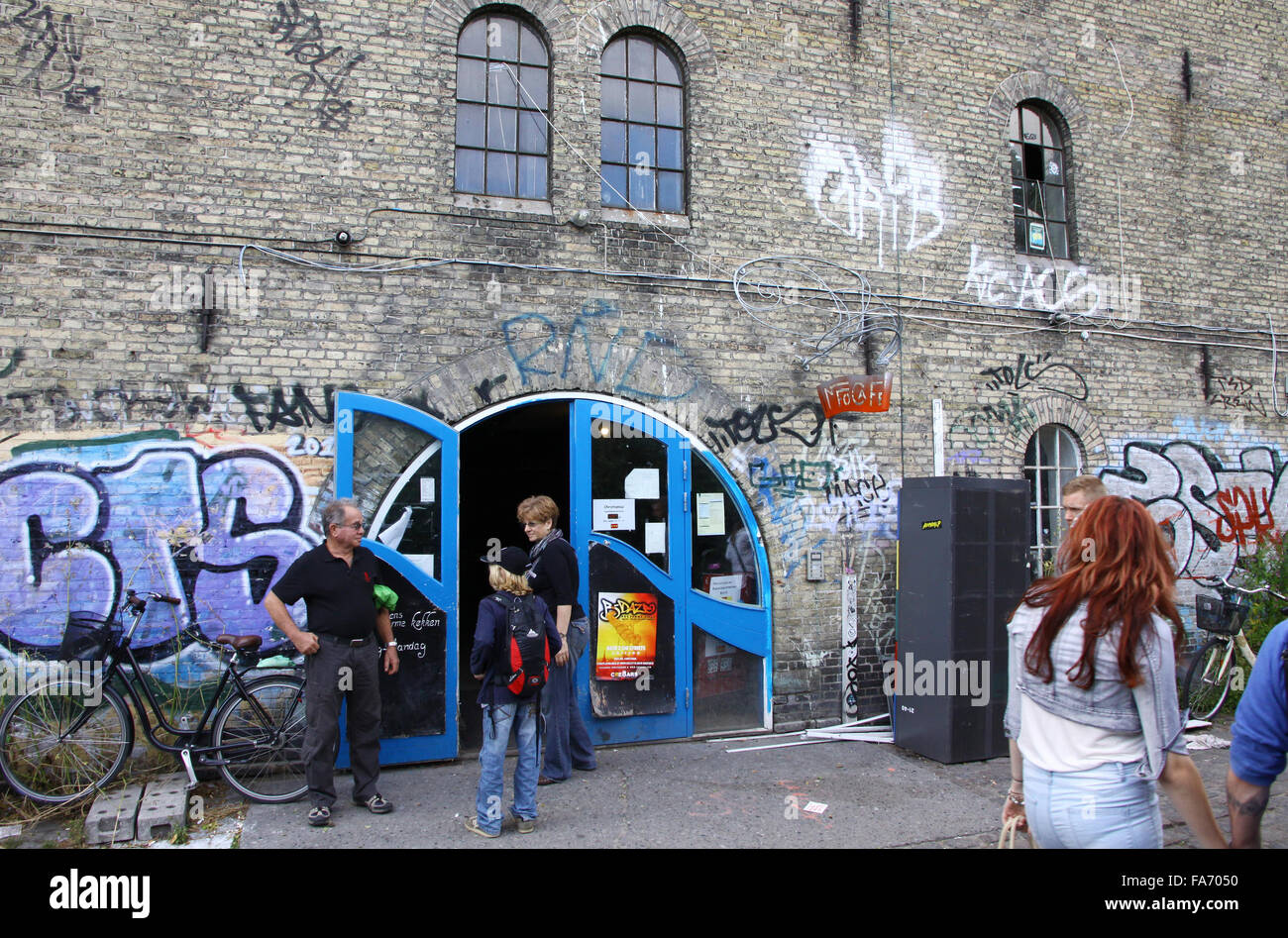 Copenhague, Danemark - Juillet 28, 2012 : Christiania, également connu sous le nom de Freetown Christiania est une auto-proclamé neighborho autonome Banque D'Images