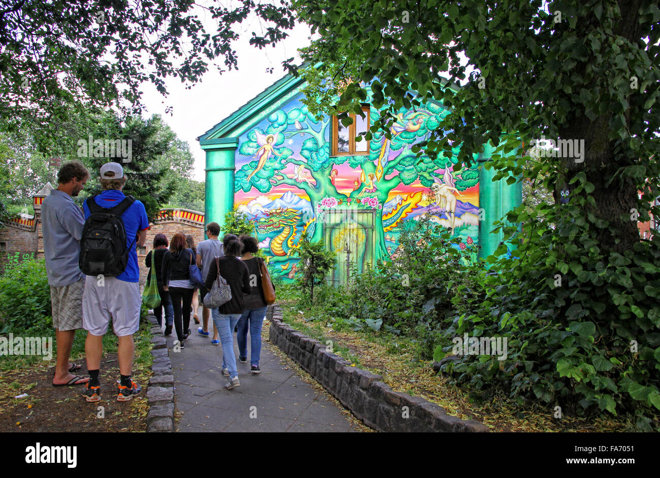 Copenhague, Danemark - Juillet 28, 2012 : Christiania, également connu sous le nom de Freetown Christiania est une auto-proclamé neighborho autonome Banque D'Images