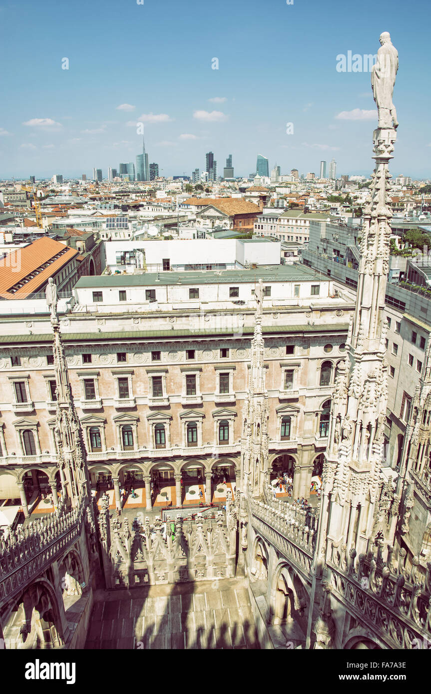 Vue de la ville de la cathédrale du Duomo de Milan, Italie. Destination de voyage. Banque D'Images