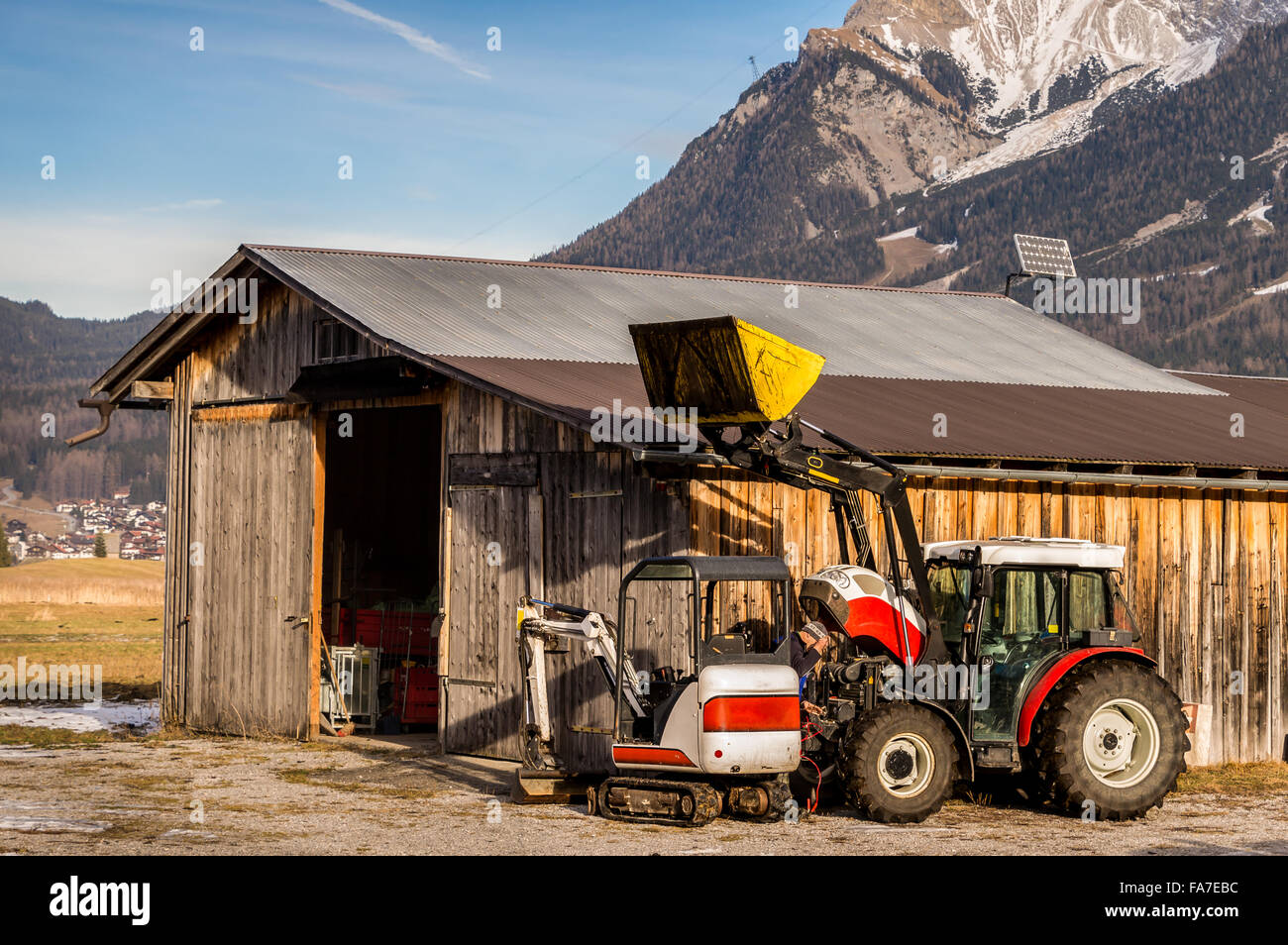 Mini-pelle et de tracteur Banque D'Images