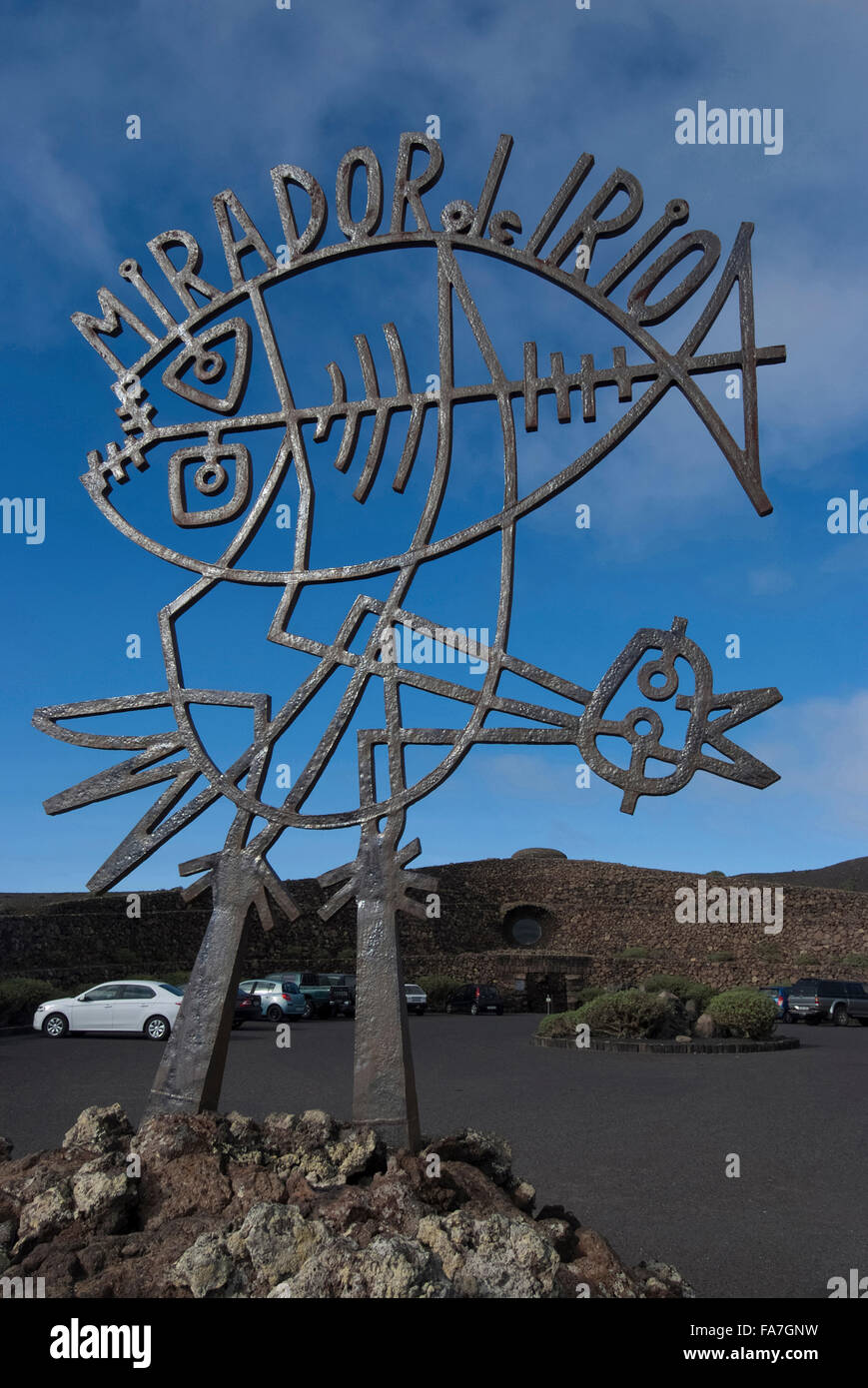 Inscrivez-vous au Mirador Del Rio, une célèbre vue, Lanzarote, Espagne. Banque D'Images