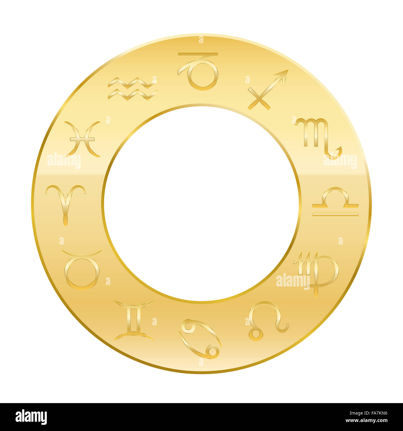 Signes du Zodiaque - Cercle d'or de l'astrologie. Banque D'Images