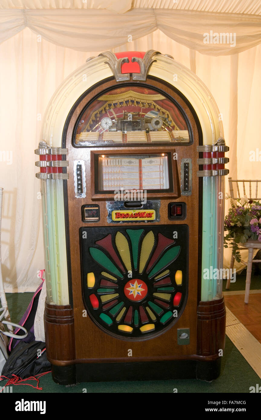 Juke box jukebox jukebox boîtes 45's 45s records notice seule des célibataires Banque D'Images