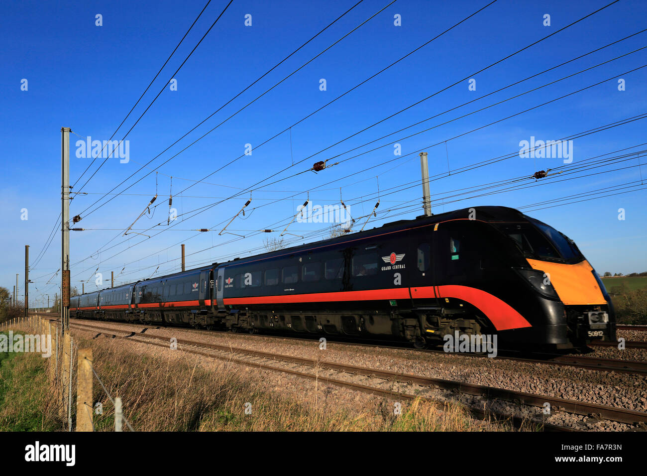 50912, classe 180 Zephyr, Grand Central société d'exploitation des trains à grande vitesse, trains diesel, East Coast Main Line Railway, Peterbor Banque D'Images