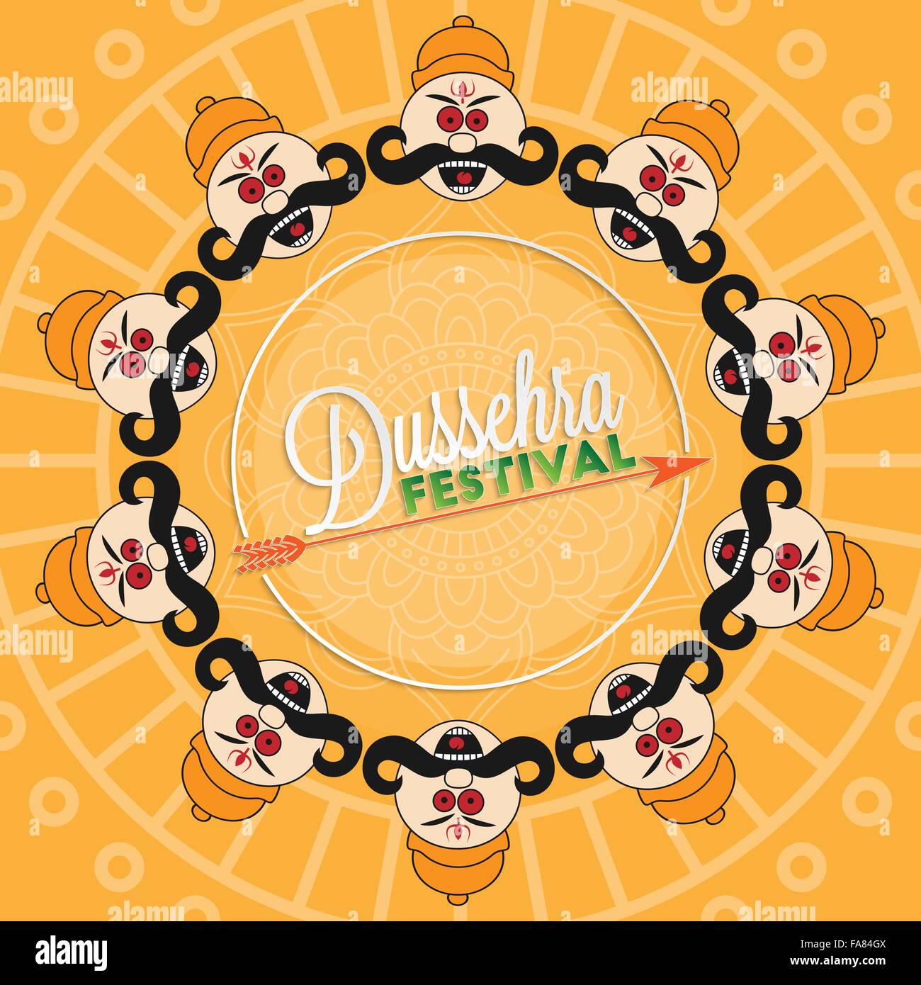Festival de Dussehra lettrage pour votre conception de carte de vœux Illustration de Vecteur