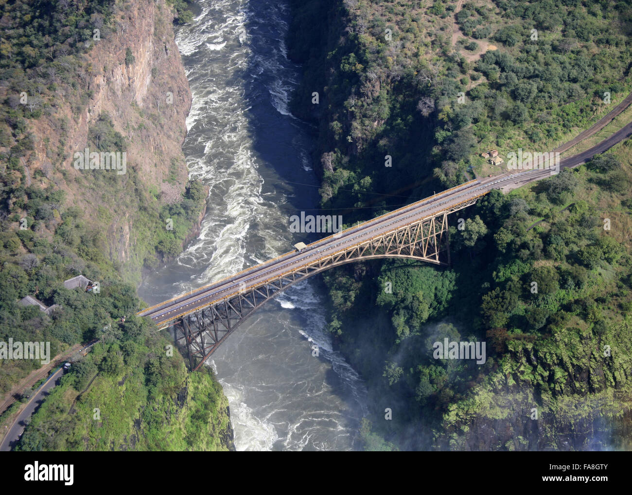 Le Pont Victoria Falls Zambie Vue aérienne Banque D'Images