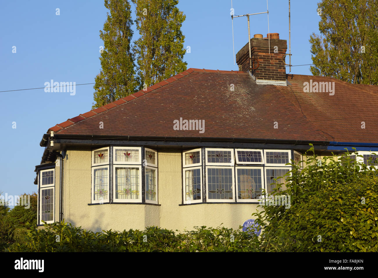 L'extérieur de Mendips, la maison d'enfance de John Lennon, à Woolton, Liverpool. Banque D'Images