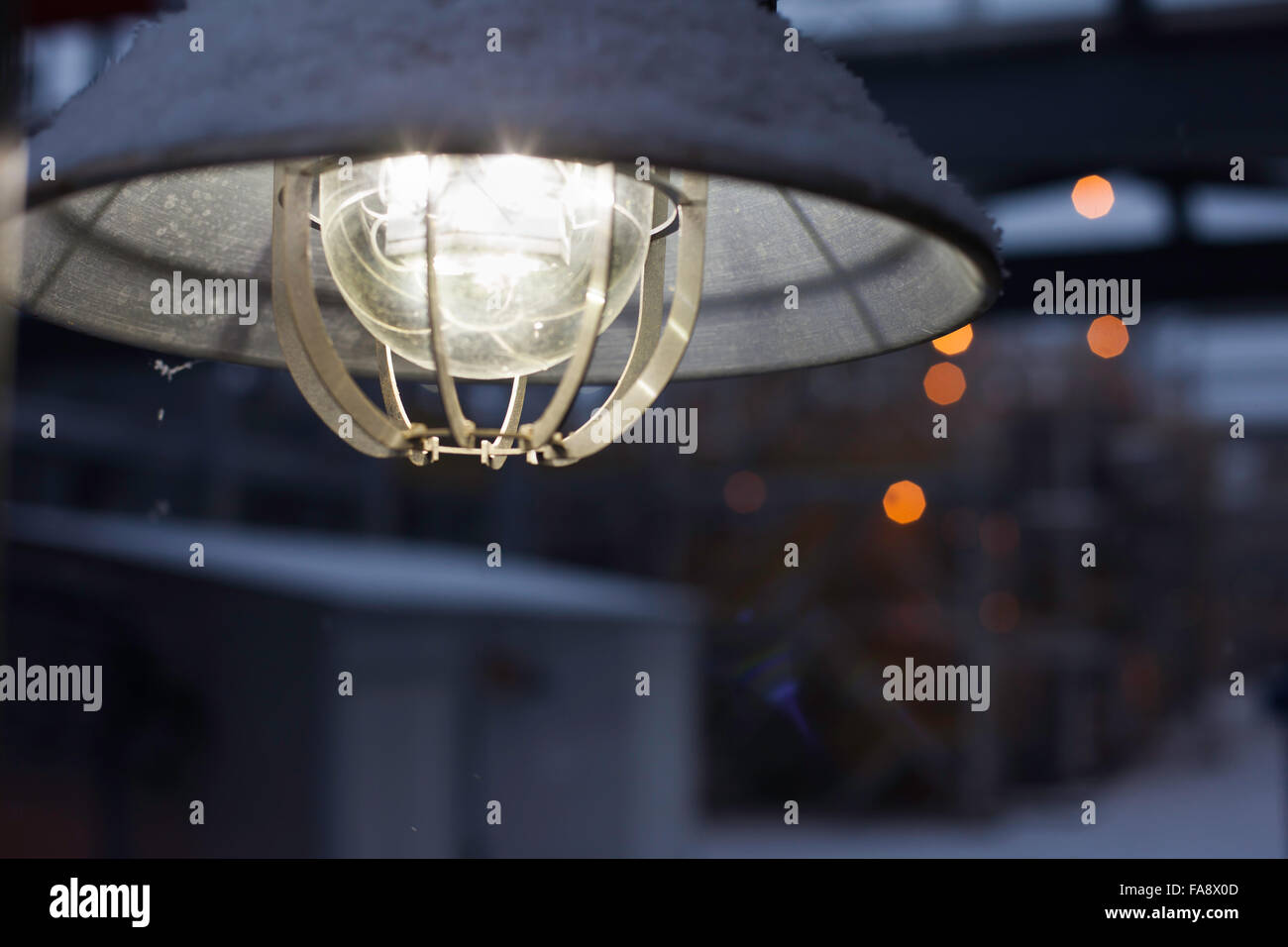 Lampe de rue close up contre l'usine Banque D'Images