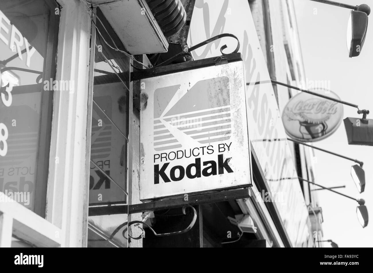 Les produits par Kodak, la boutique sign Banque D'Images