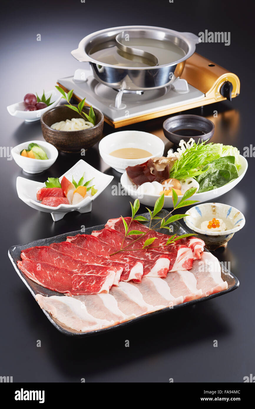 De style japonais, un assortiment de plats internationaux Banque D'Images