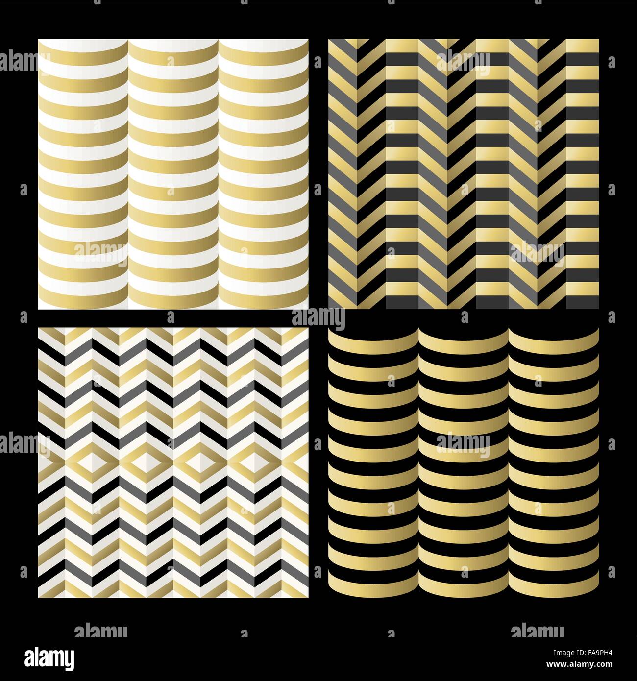 Retro seamless pattern set, vintage abstract backgrounds géométrique en couleur or. Vecteur EPS10. Illustration de Vecteur
