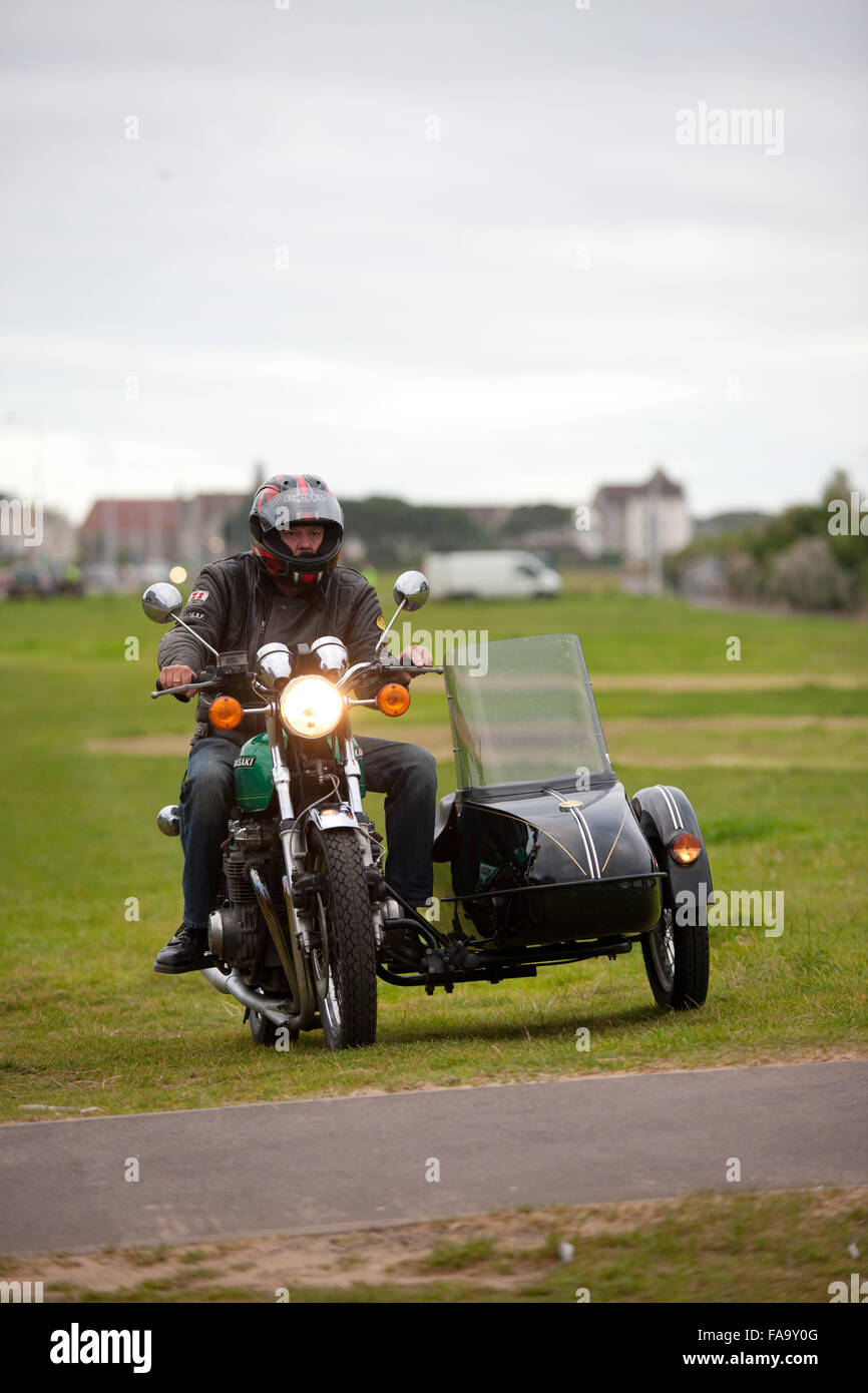 Moto et side-car. Weston super Mare chaque semaine nuit de vélo d'été. Banque D'Images