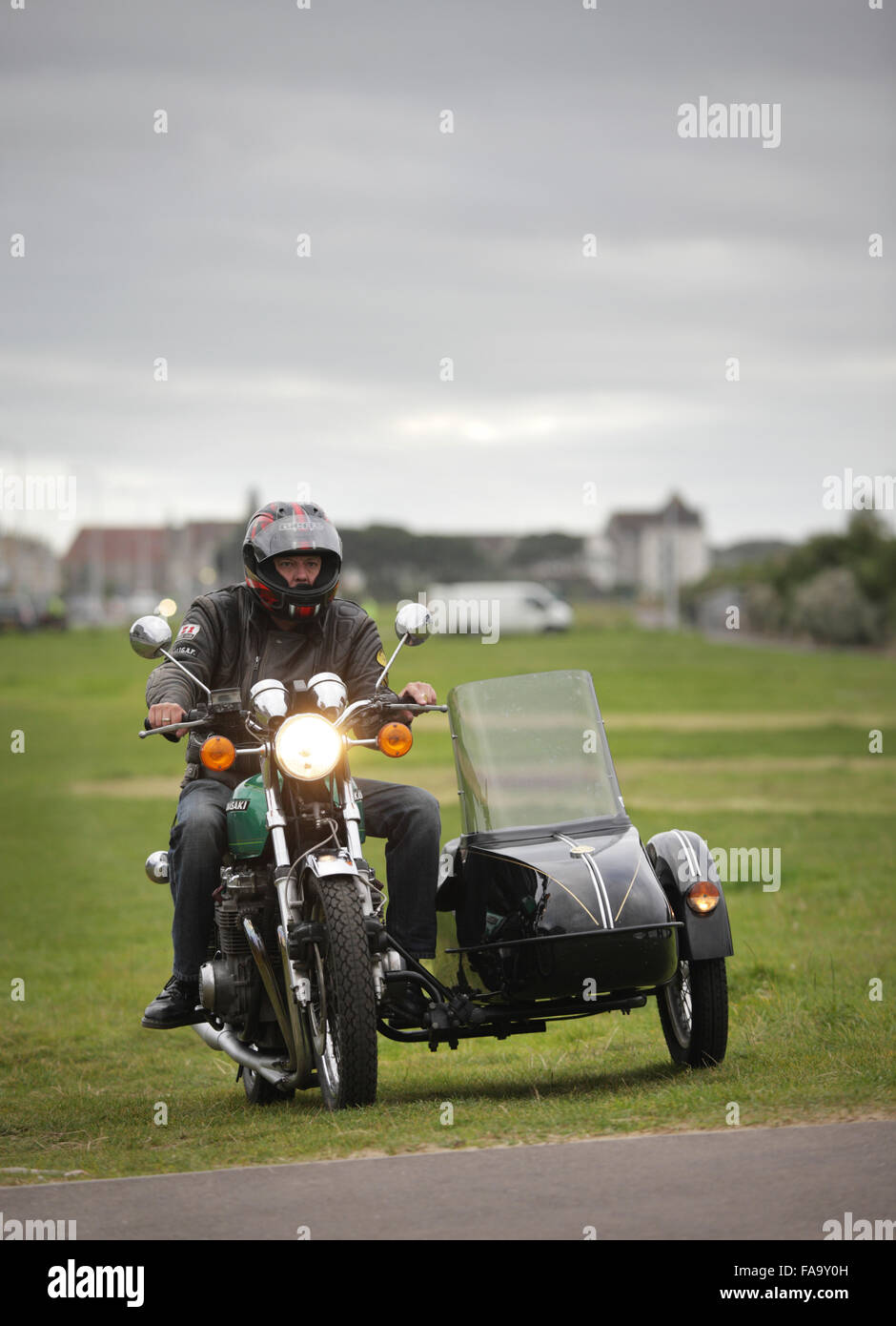 Moto et side-car. Weston super Mare chaque semaine nuit de vélo d'été. Banque D'Images