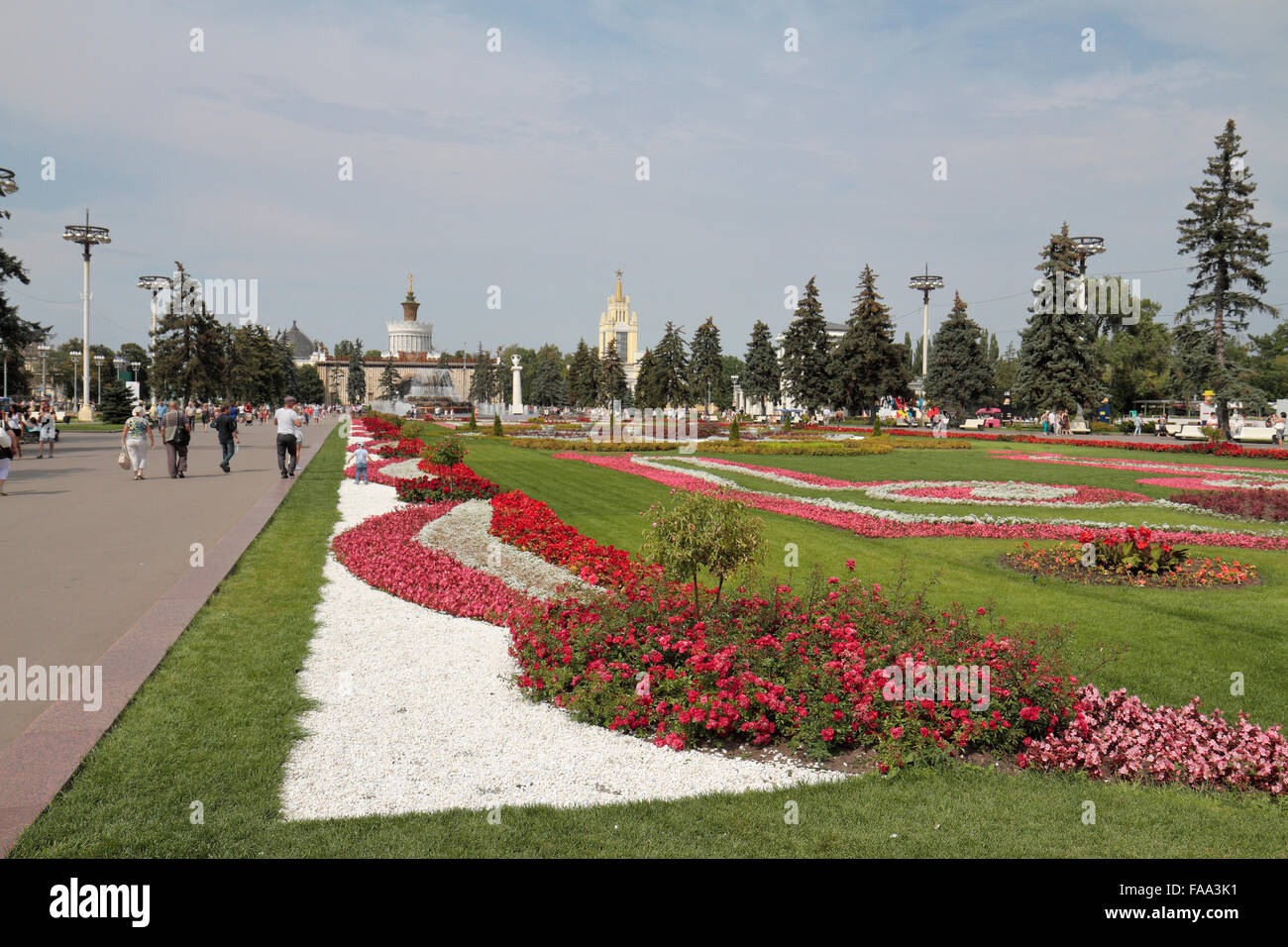 Vue générale de la fleurs de VDNKh, Moscou, Russie. Banque D'Images
