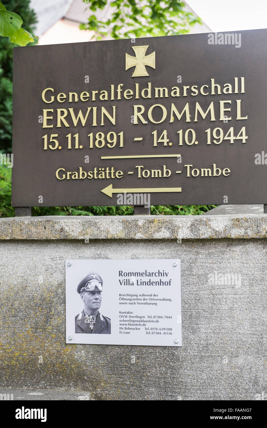 Tombe de la seconde guerre mondiale, le maréchal Erwin Rommel ...