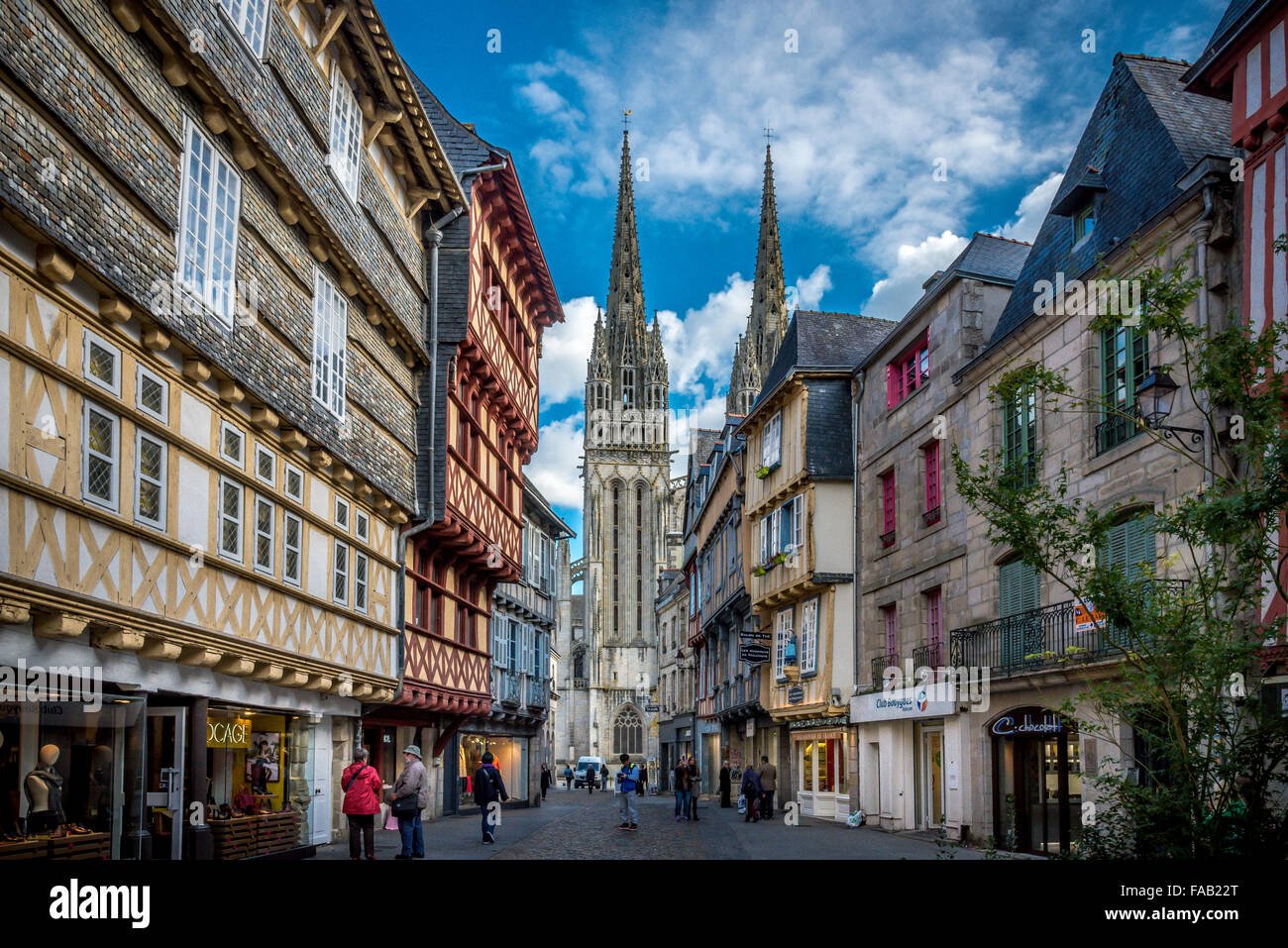 Half-Timbered maisons et bâtiments de la Bretagne, France Banque D'Images