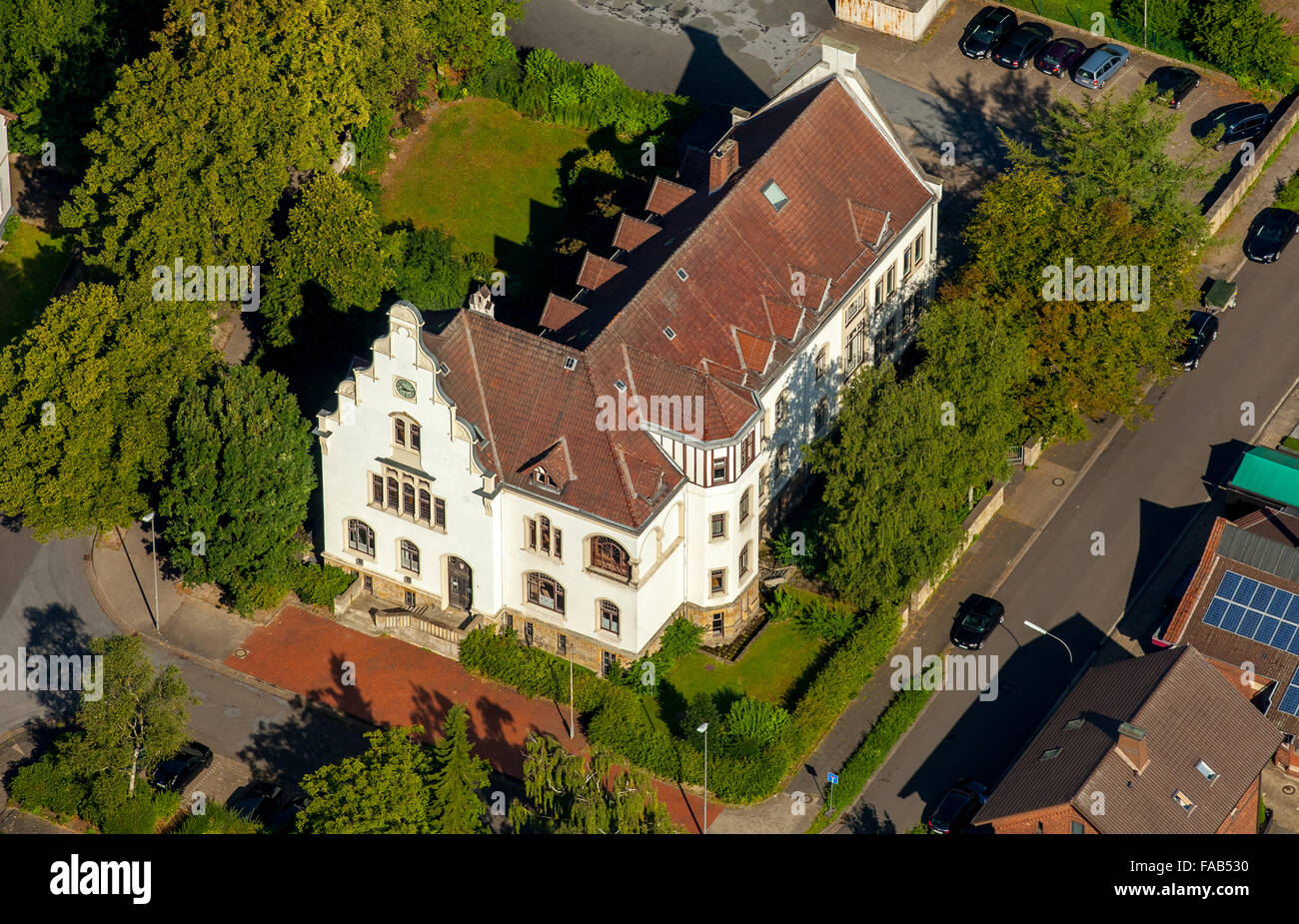 Vue aérienne, école de musique Bünde, Bünde, à l'Est de la Westphalie, Rhénanie-Palatinat, Allemagne, Europe, vue aérienne, les oiseaux-lunettes de vue, Banque D'Images