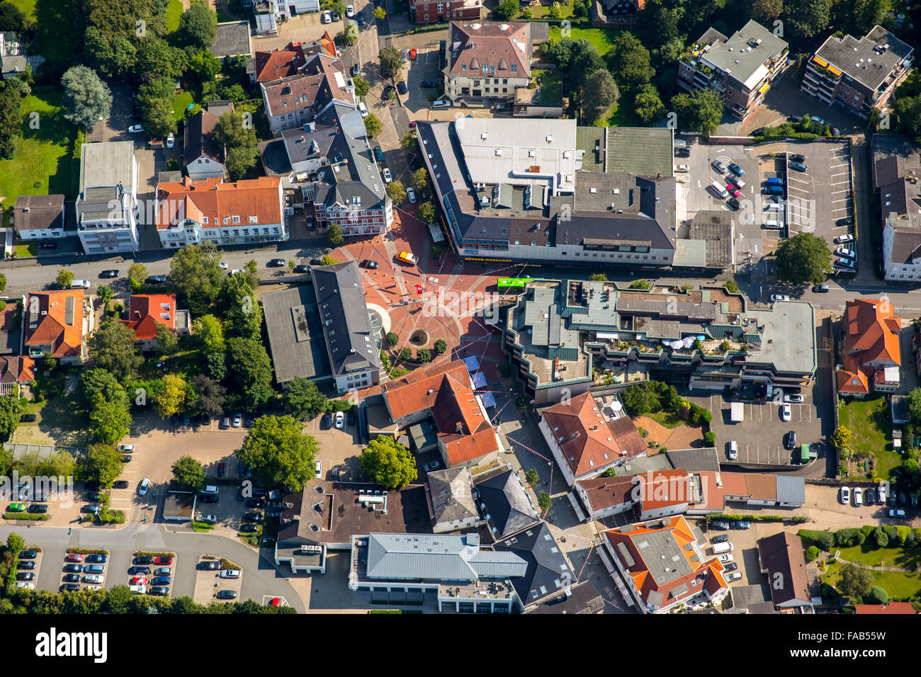 Vue aérienne, Tonnies-Wellensiek Square, d'épargne, Bünde, à l'Est de la Westphalie, Rhénanie-Palatinat, Allemagne, Europe, antenne Banque D'Images