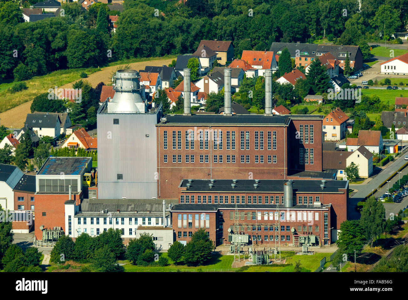 Vue aérienne, Kraftwerk EON Westfalen Weser l'Énergie, EON, Minden, à l'Est de la Westphalie, Rhénanie-Palatinat, Banque D'Images