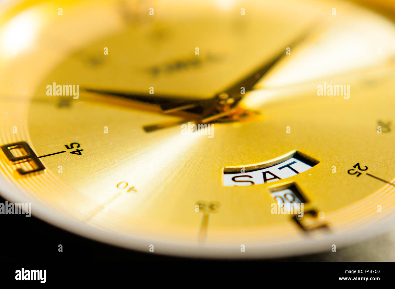 Date Watch close-up en studio Banque D'Images