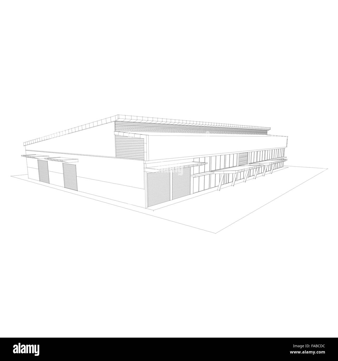 Le dessin architectural 3D Warehouse Photo Stock - Alamy