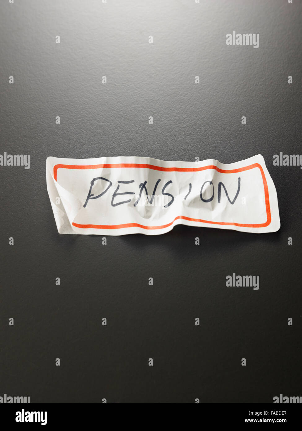 Étiquette de pension sur un fond gris, Banque D'Images