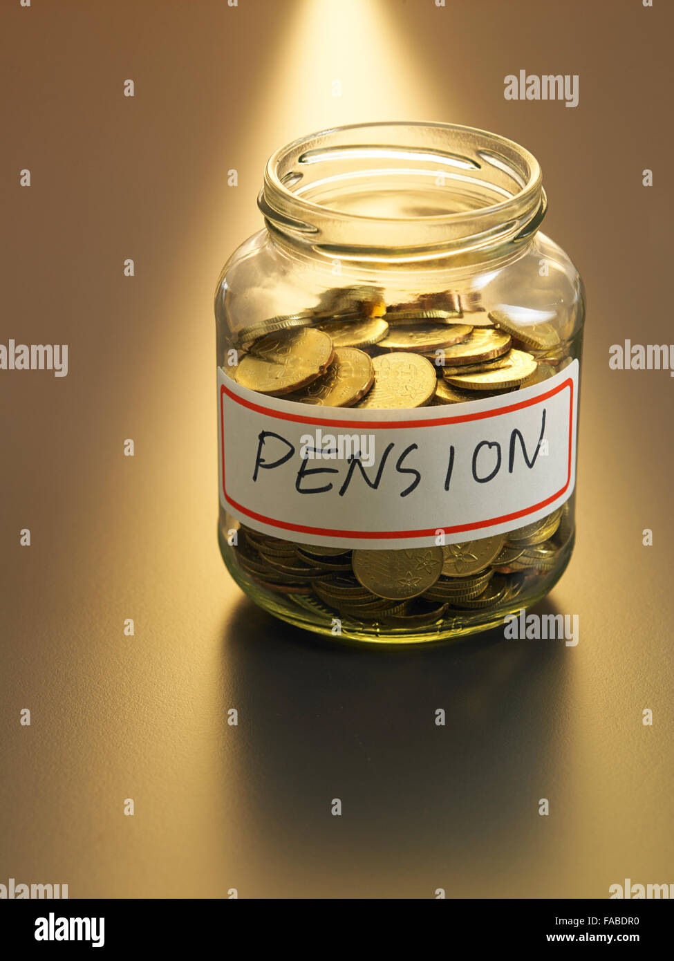 Pot de coin avec autocollant pesion Banque D'Images
