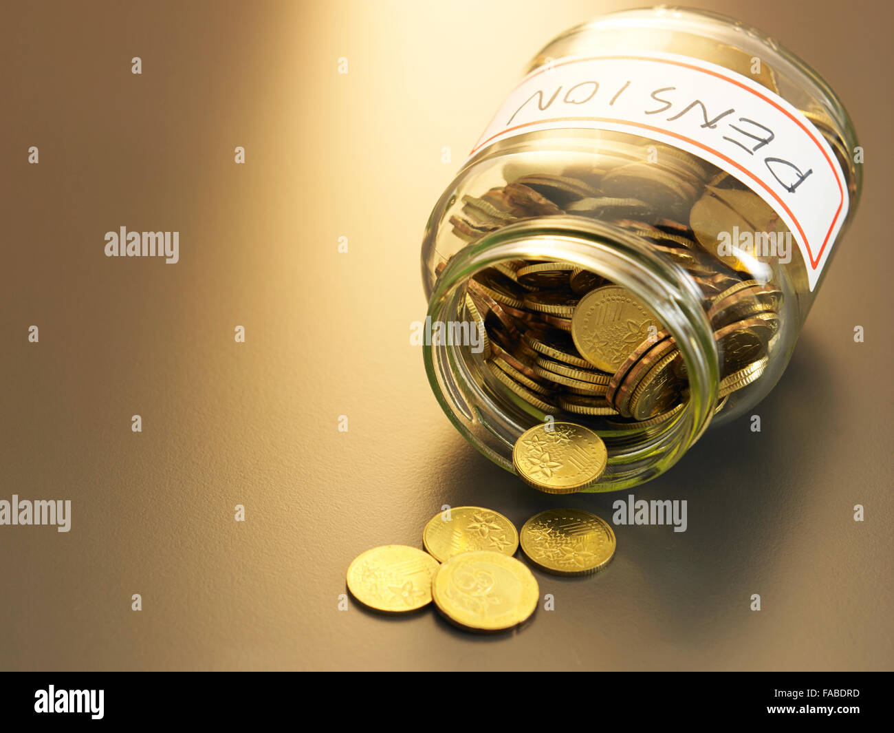 Coins en versant à partir du fonds de pension Banque D'Images