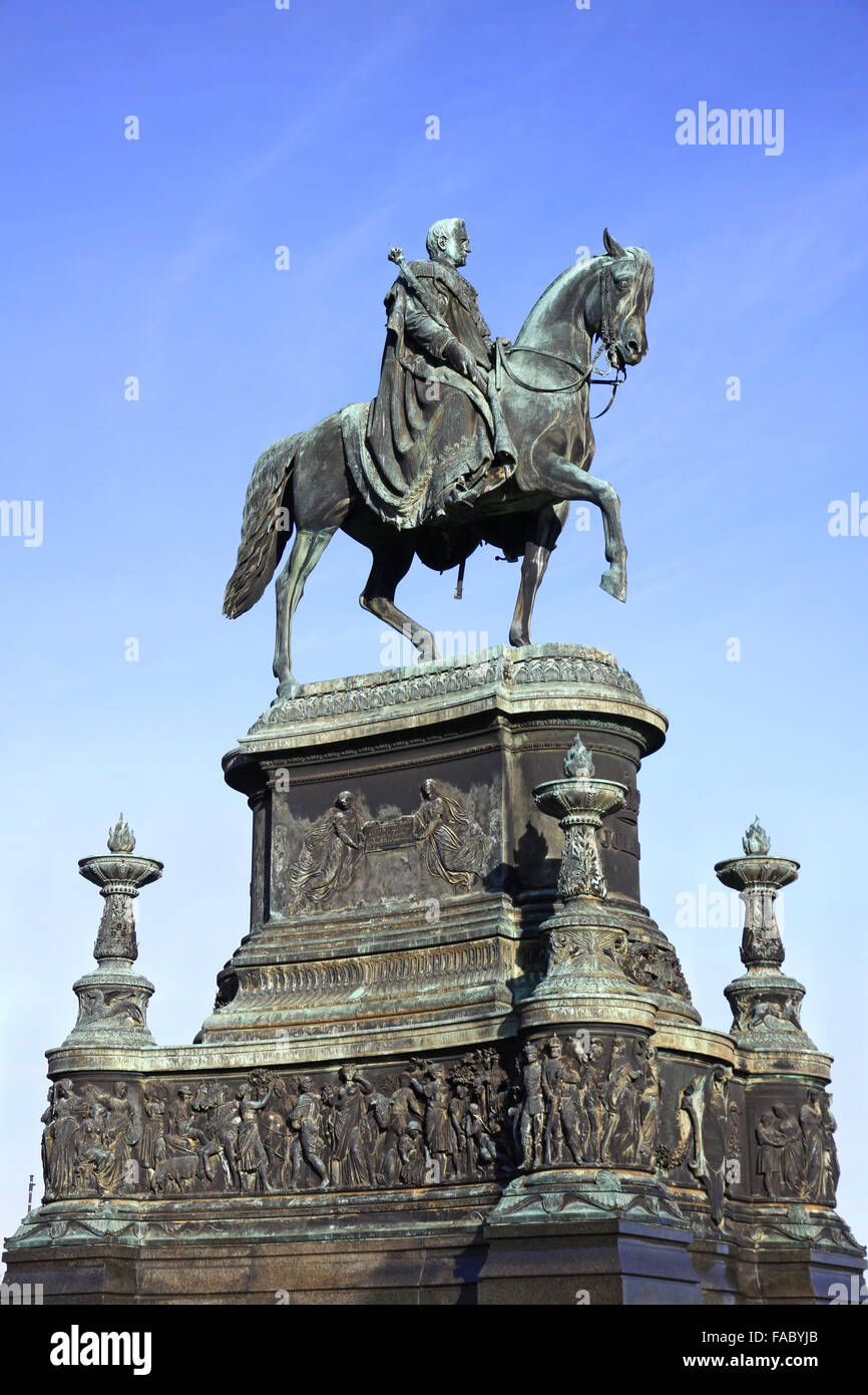 Statue équestre du roi Jean de Saxe (Johann König von Sachsen) I. à Kreuzstraße à Dresde, Allemagne Banque D'Images