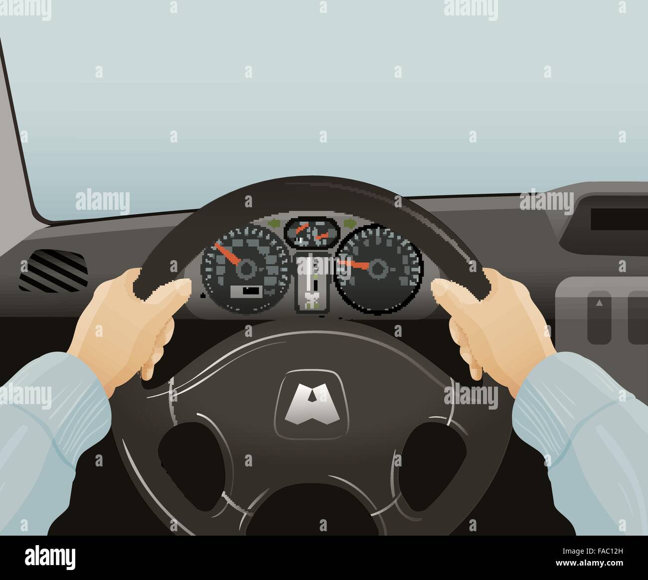 Au volant d'une voiture. Vector illustration Illustration de Vecteur