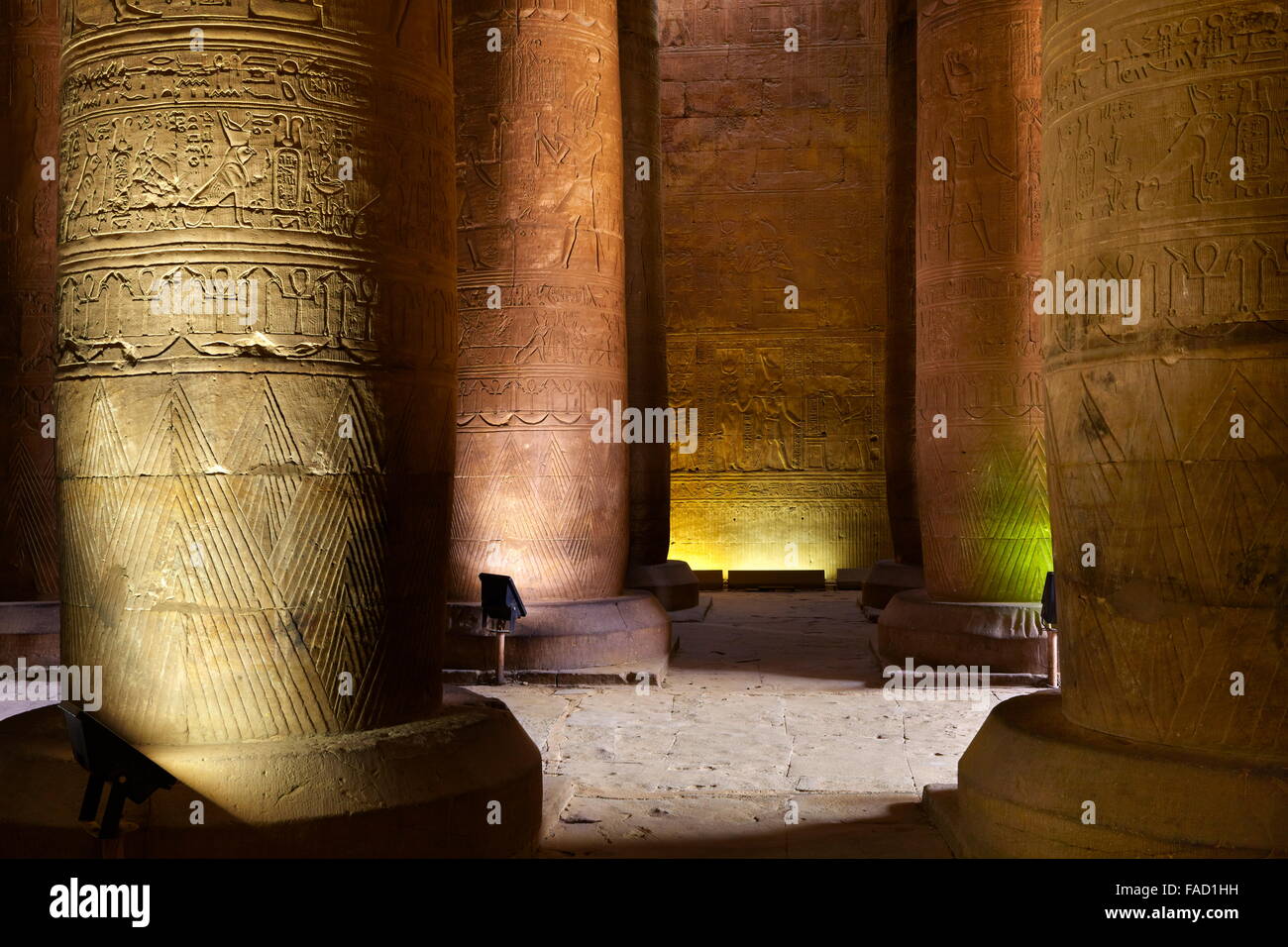 L'Egypte - Edfou, Temple d'Horus, l'intérieur du temple Banque D'Images
