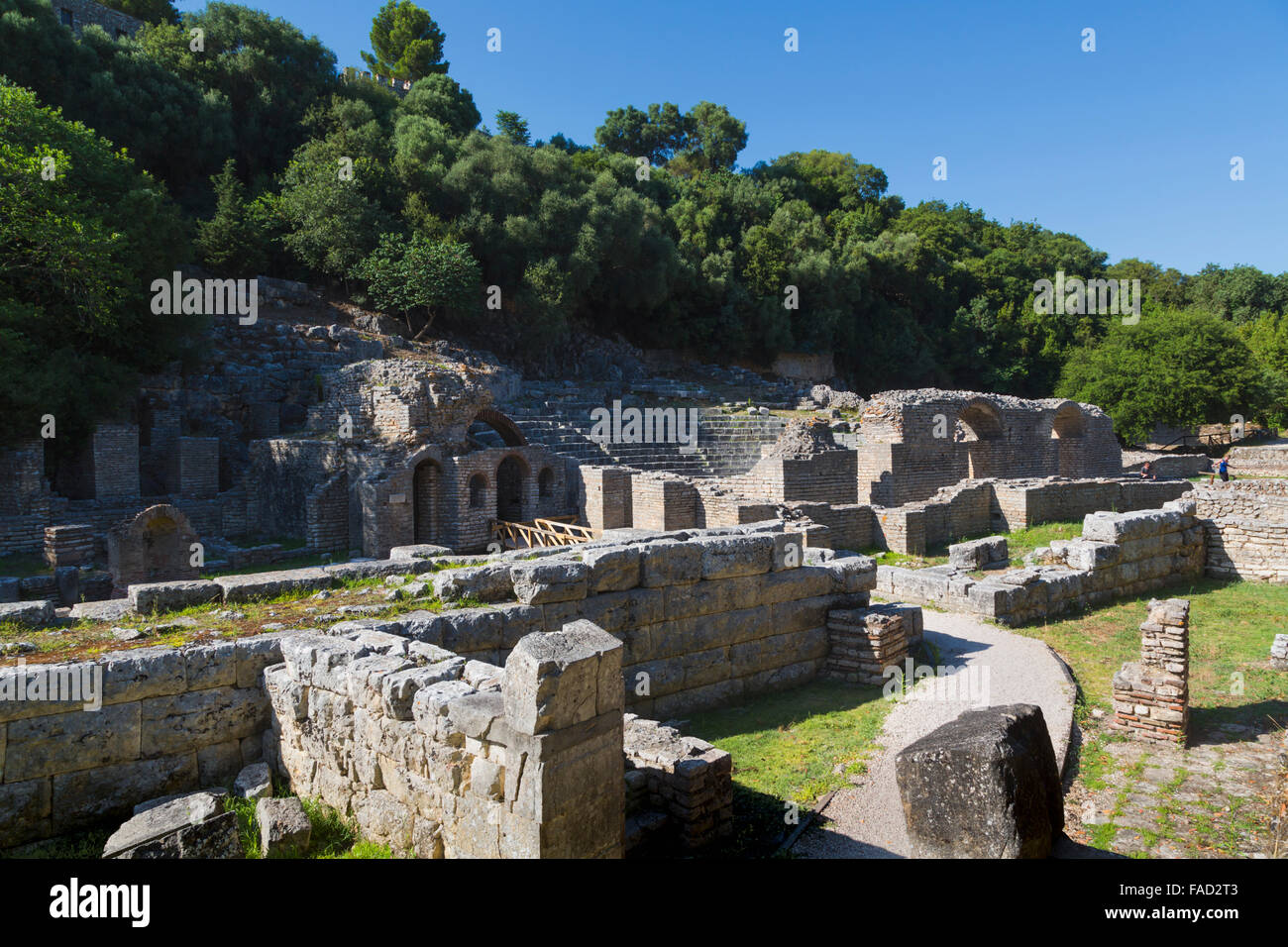 L'Albanie. Site archéologique de Butrint ou Buthrotum, Site du patrimoine mondial de l'UNESCO. Entrée du théâtre. Banque D'Images