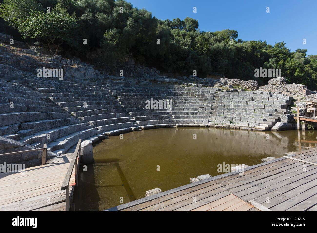 L'Albanie. Site archéologique de Butrint ou Buthrotum, Site du patrimoine mondial de l'UNESCO. Le théâtre. Banque D'Images