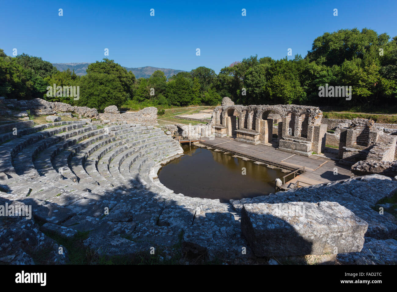 L'Albanie. Site archéologique de Butrint ou Buthrotum, Site du patrimoine mondial de l'UNESCO. Le théâtre. Banque D'Images