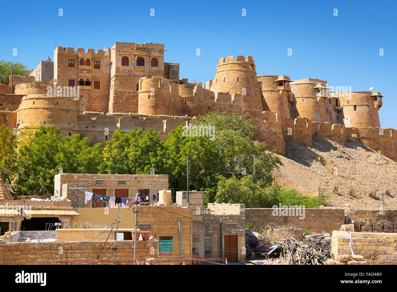 Vue extérieure du Fort de Jaisalmer, Jaisalmer, Rajasthan, India Banque D'Images